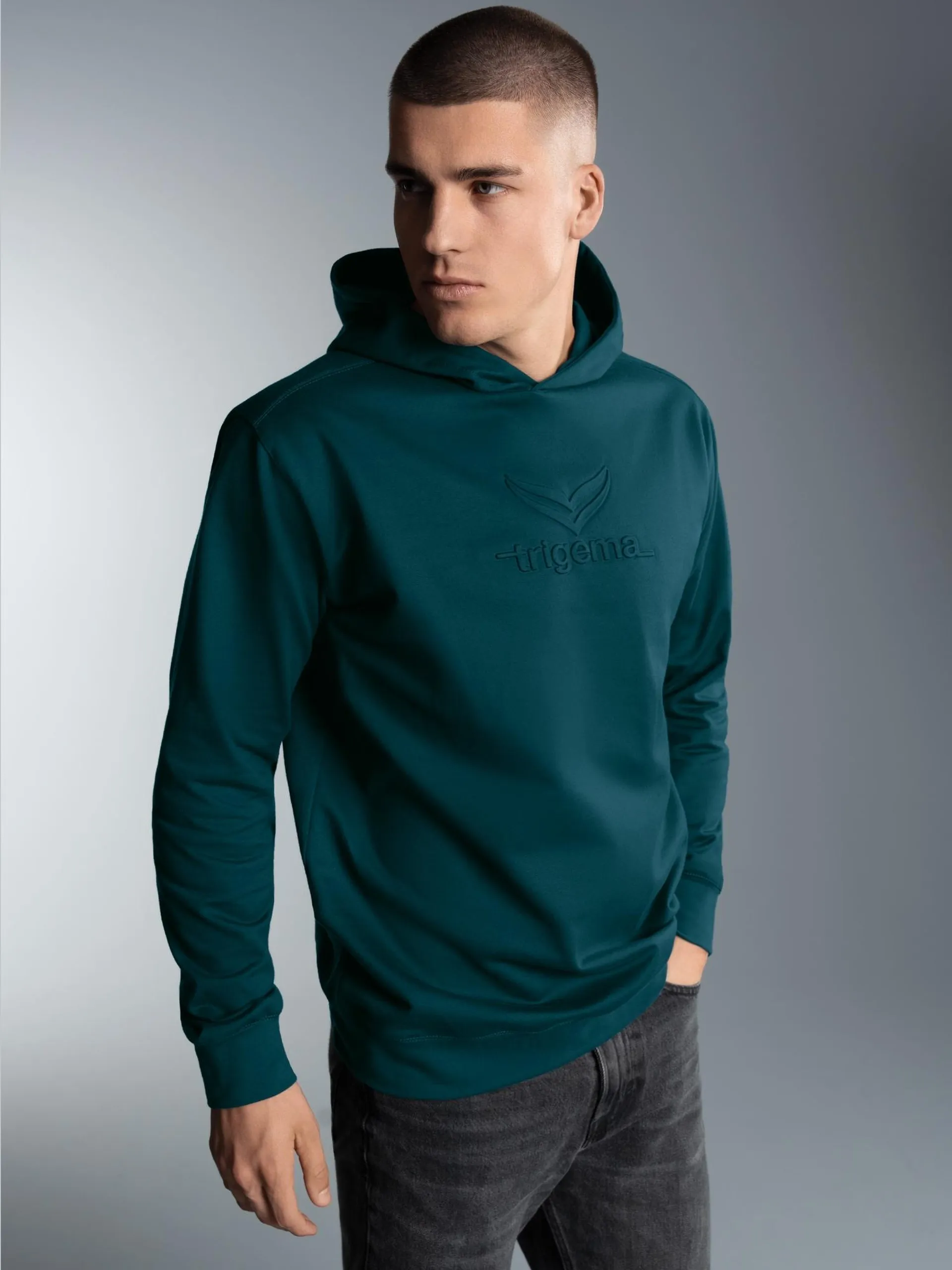 Kapuzenpullover mit großem 3D-Motiv Saphir