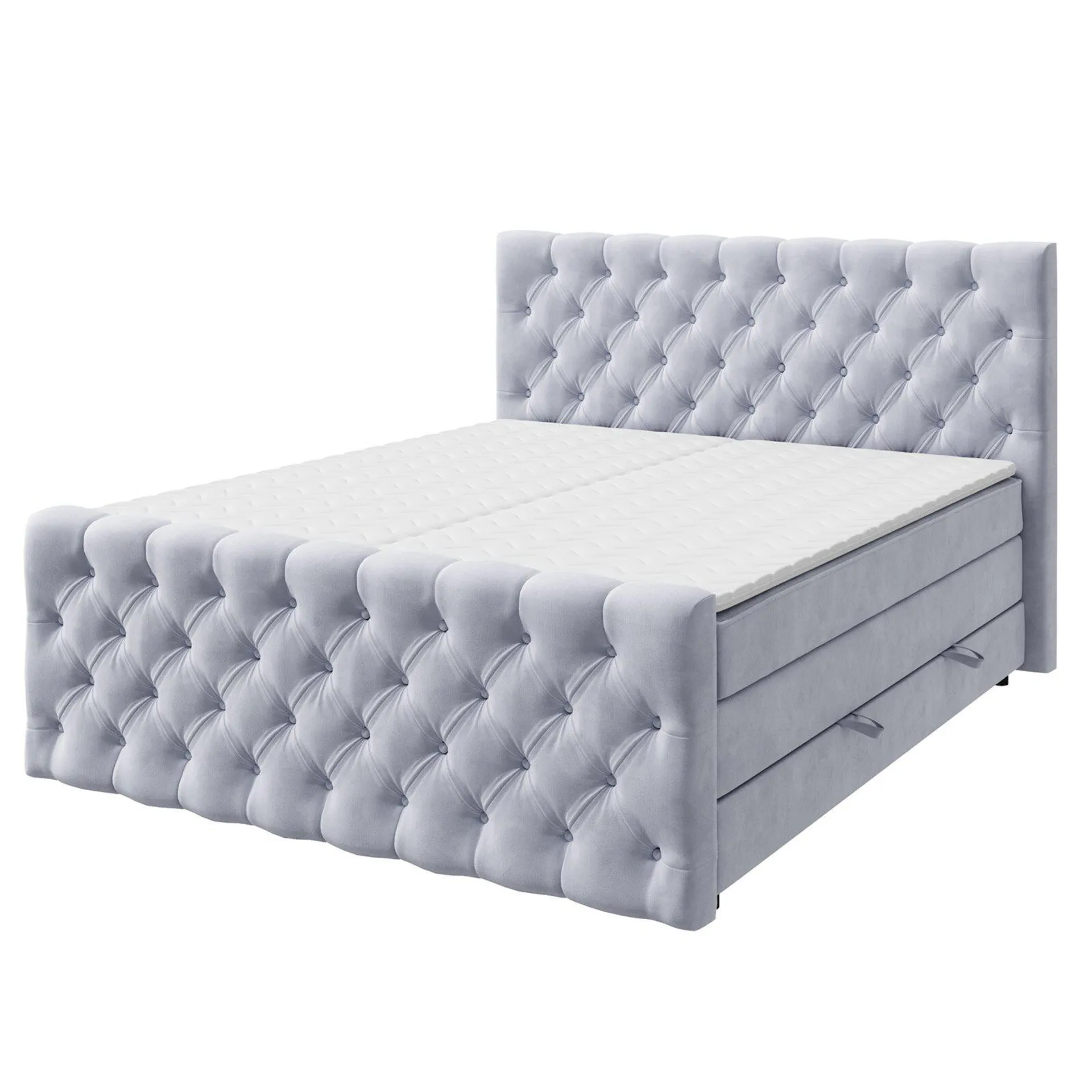 Boxspringbett - silber - H3 - 180x200 cm