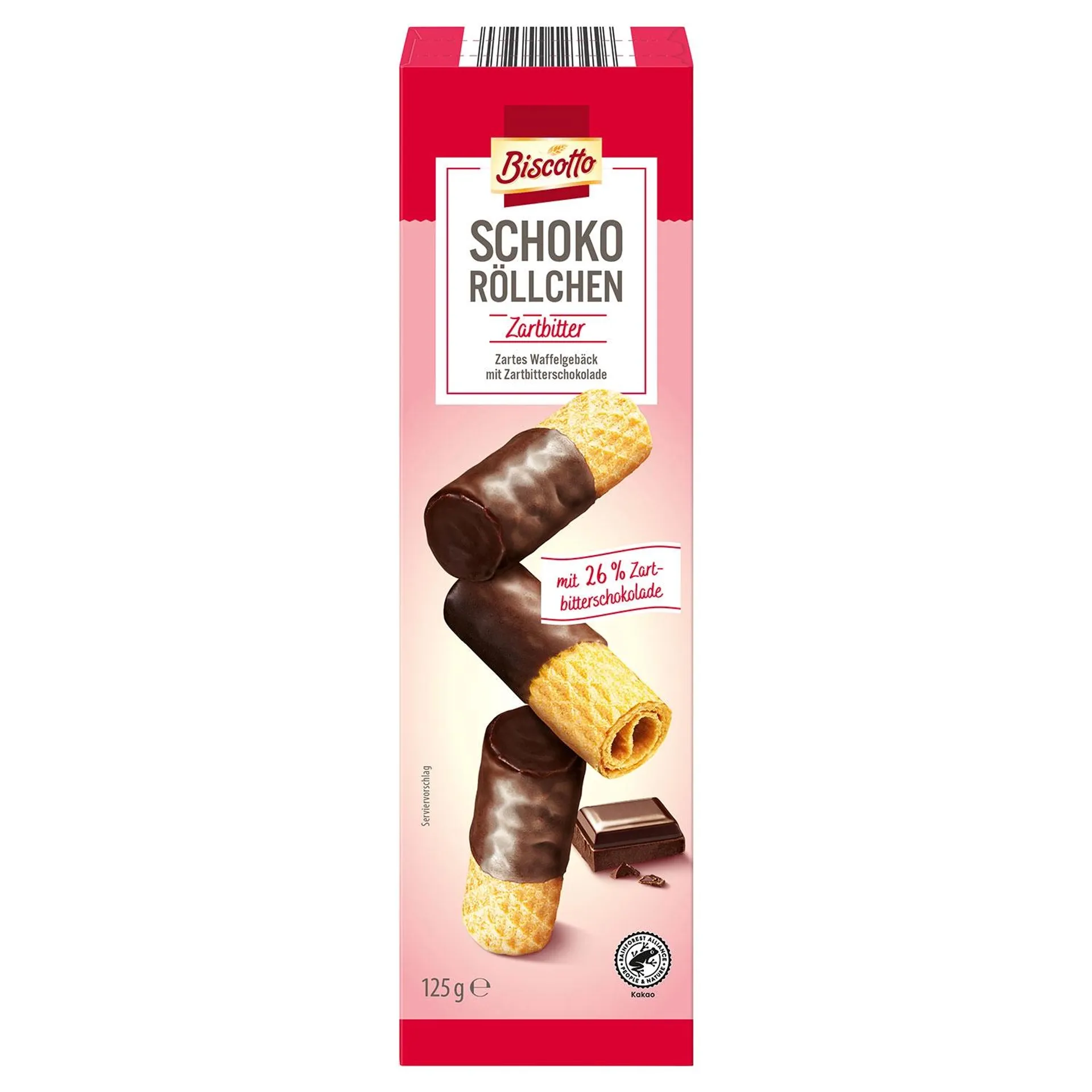 BISCOTTO Schoko Waffelröllchen 125 g, Zartbitter