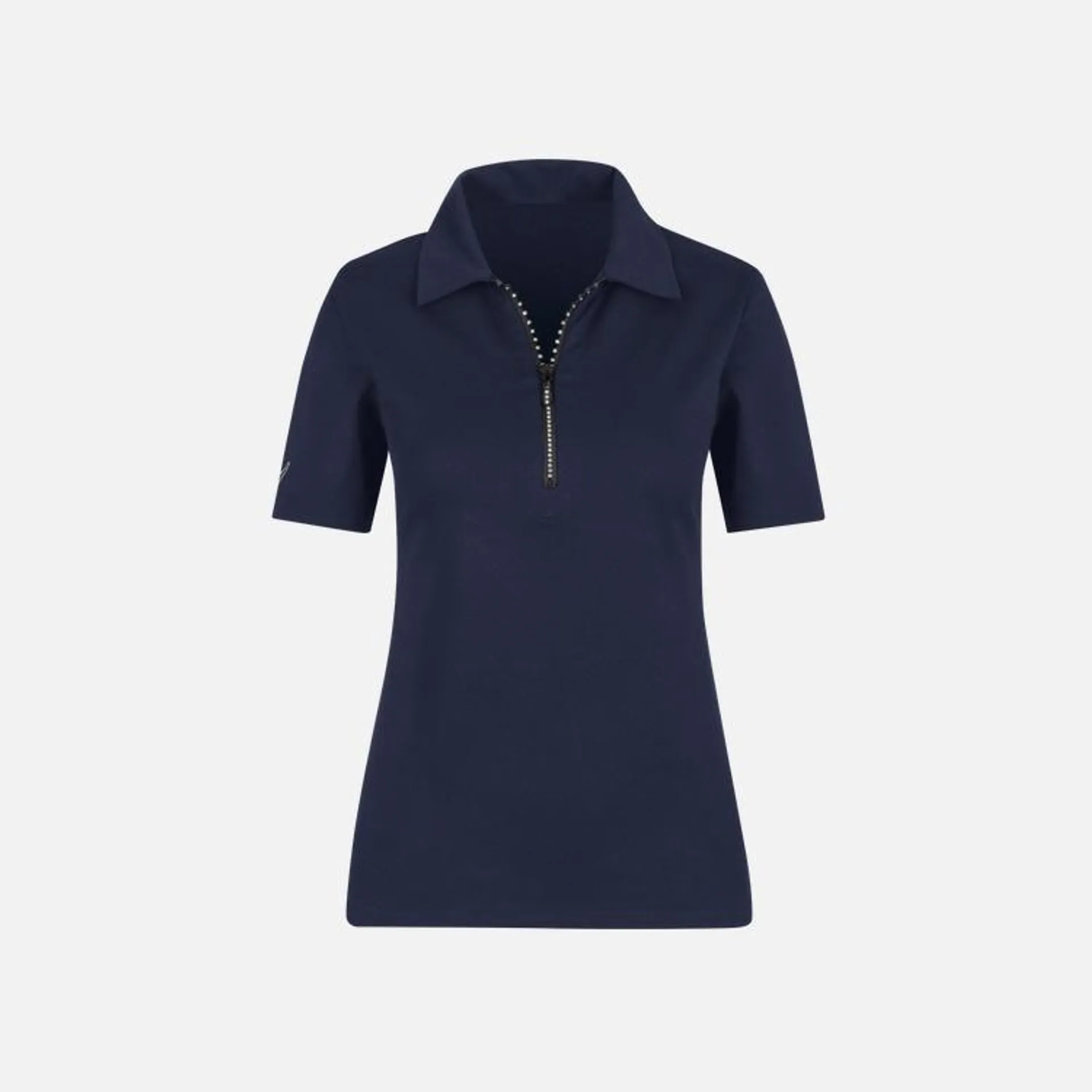 Slim Fit Poloshirt mit Kristallsteinen Navy