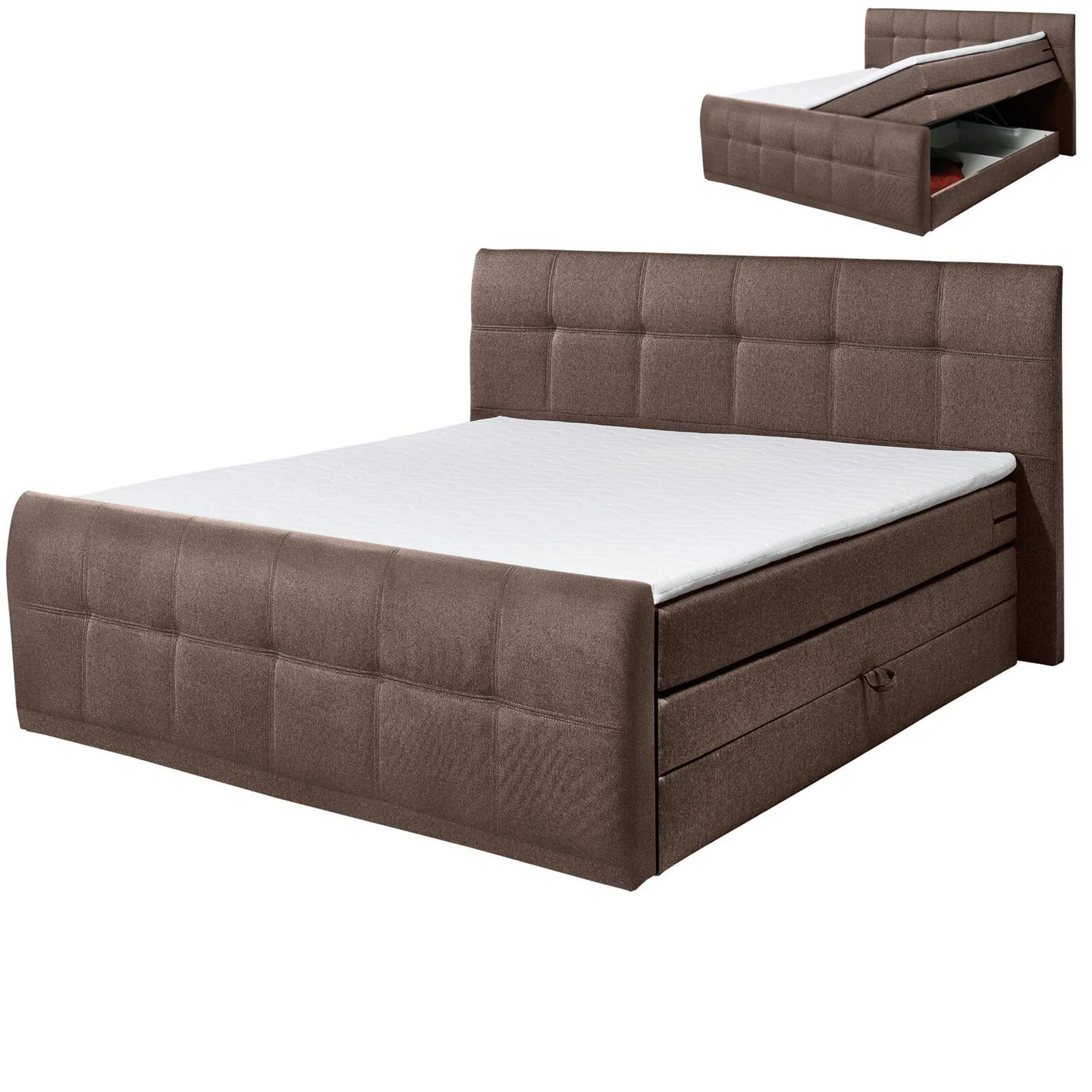 Boxspringbett - braun - Taschenfederkern - H2 - 180x200 cm