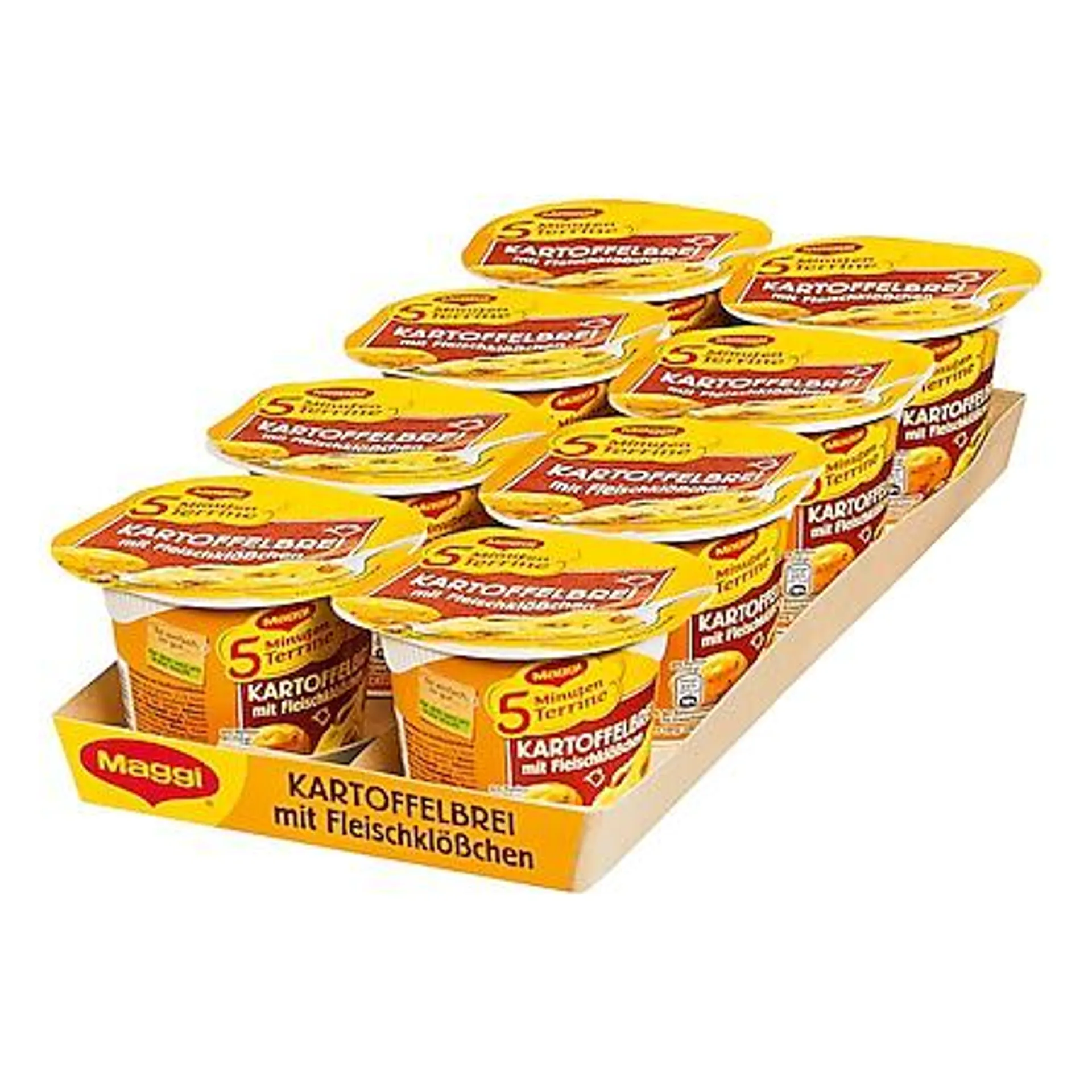 Maggi 5 Minuten Terrine Kartoffelbrei mit Fleischklößchen 46 g, 8er Pack