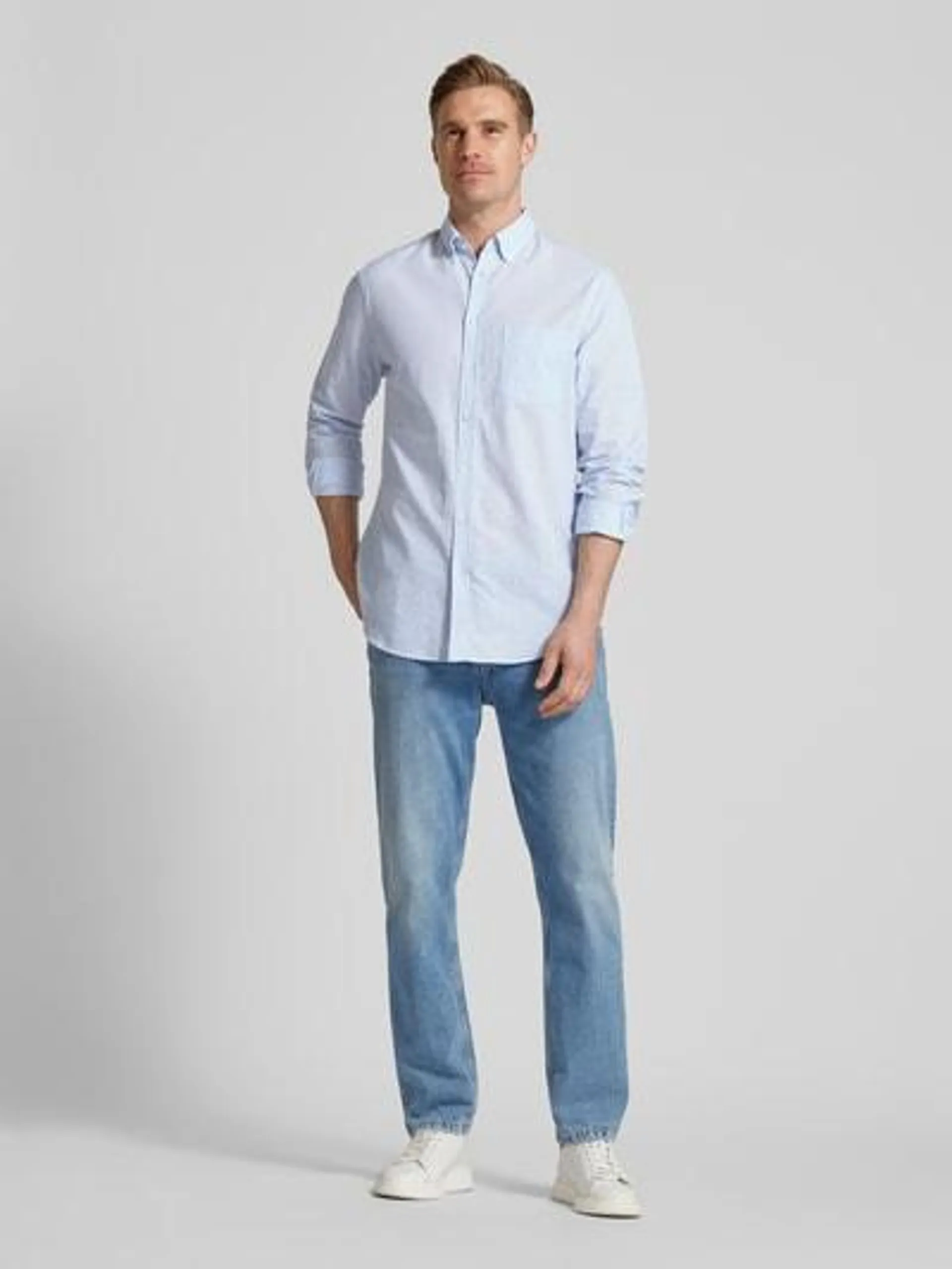 Freizeithemd mit Button-Down-Kragen und Streifenmuster in bleu