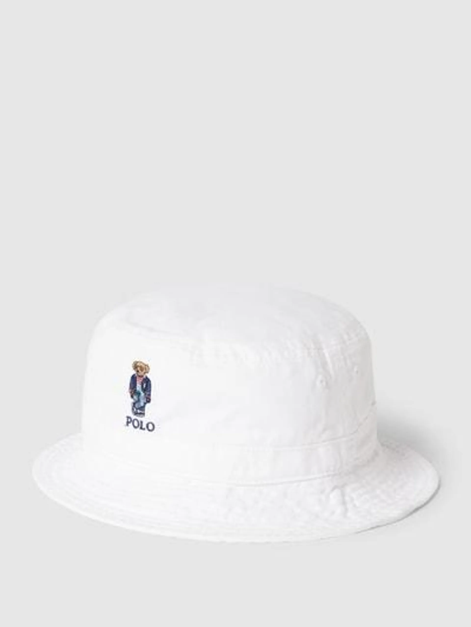 Bucket Hat mit Label-Stitching Modell 'BEAR' in weiss