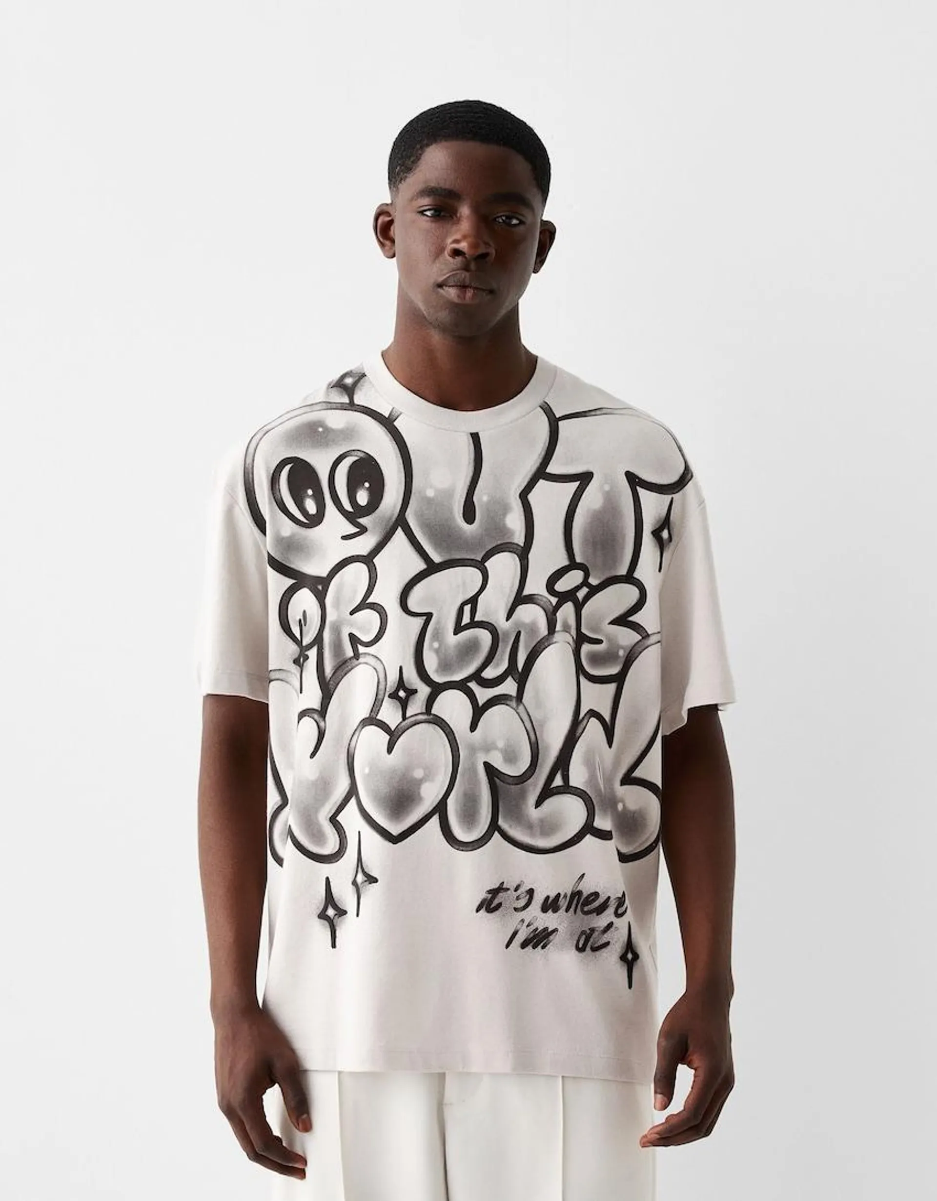 T-Shirt mit kurzen Ärmeln und Graffiti-Print