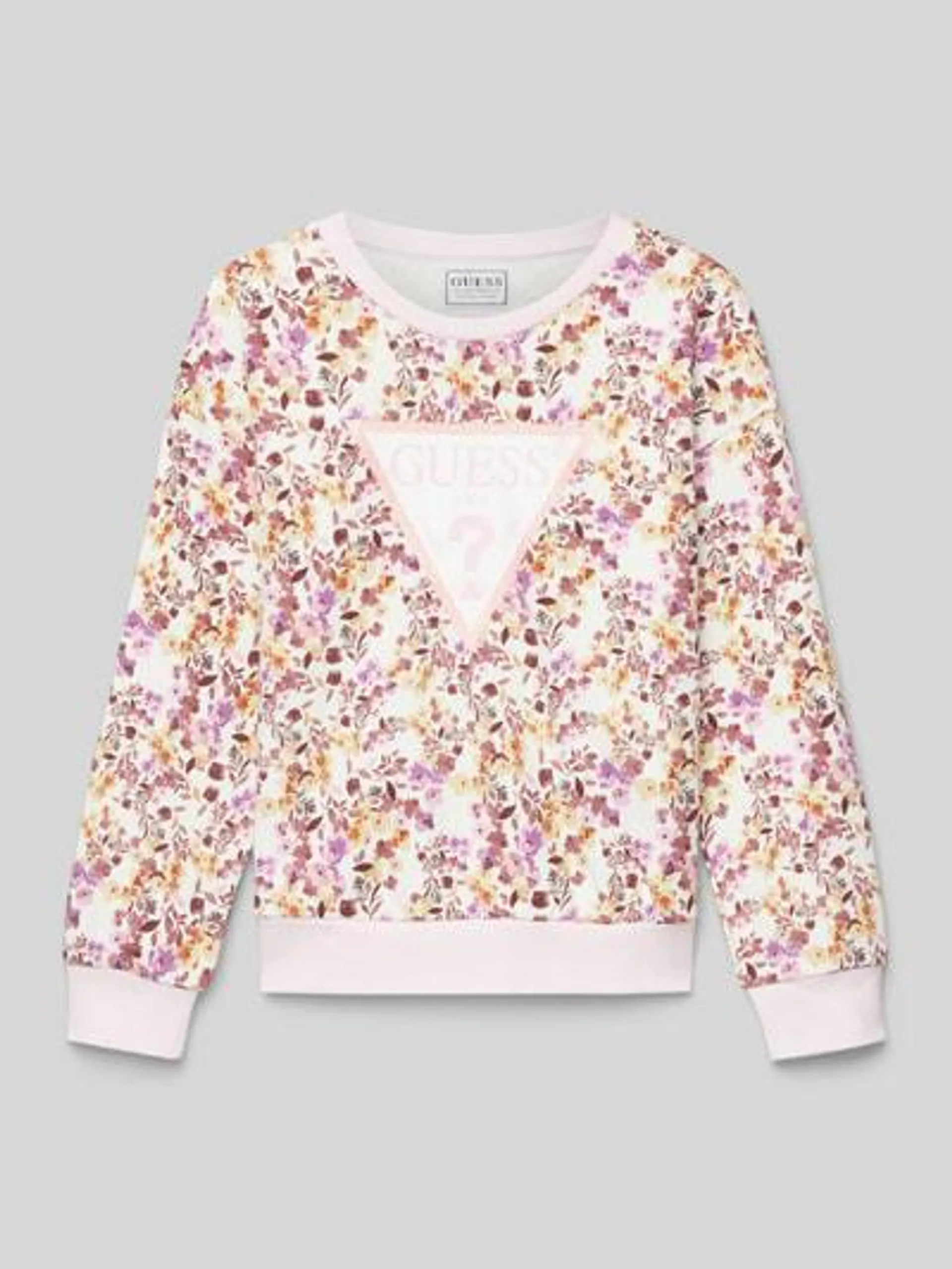 Sweatshirt mit Label-Print in ecru