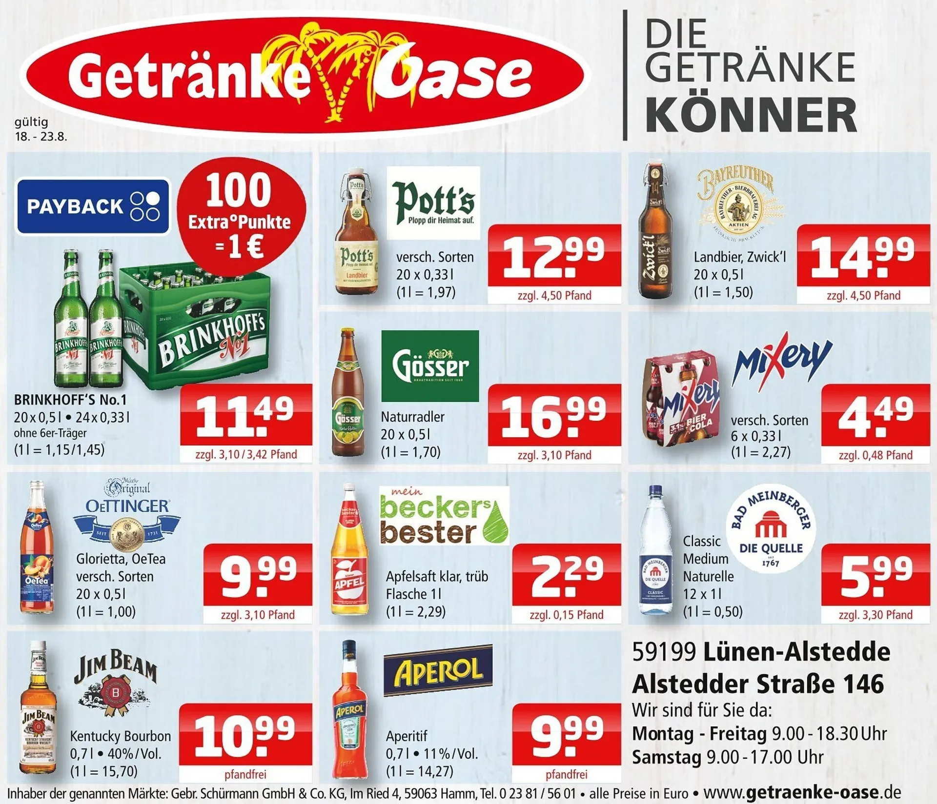Getränke Oase Prospekt von 18. August bis 23. August 2025 - Prospekt seite 1