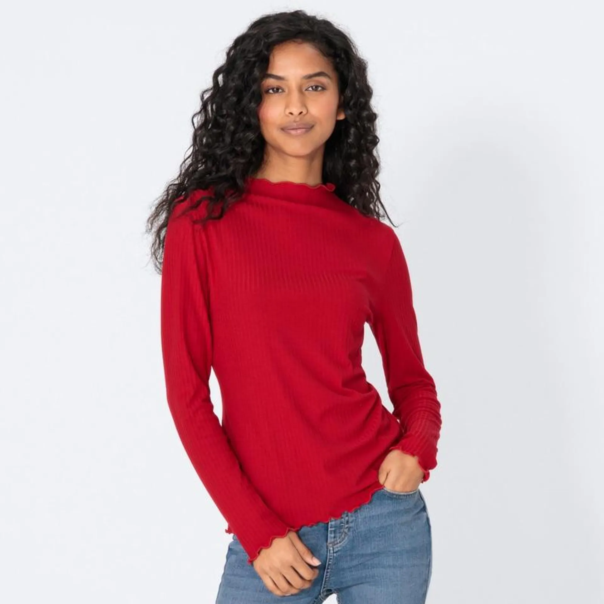 Damen-Langarmshirt mit offenen Kanten