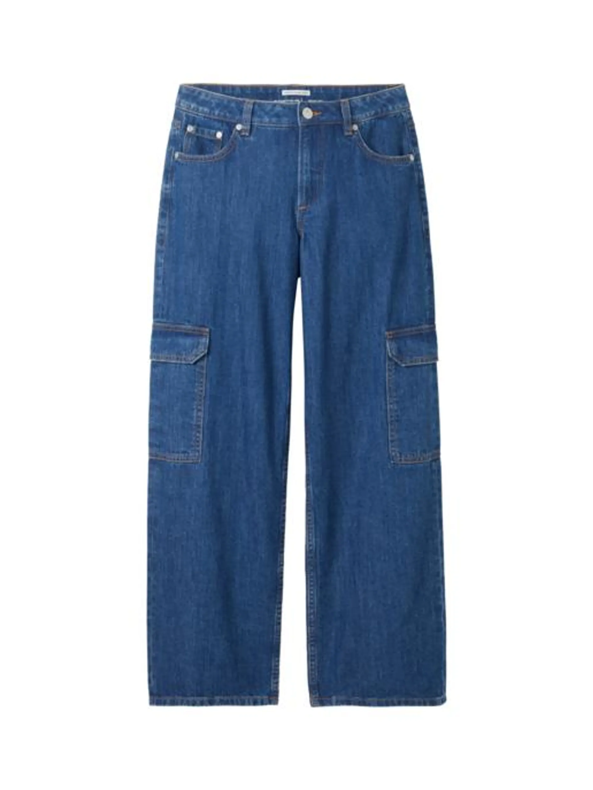 wide leg cargo denim pants