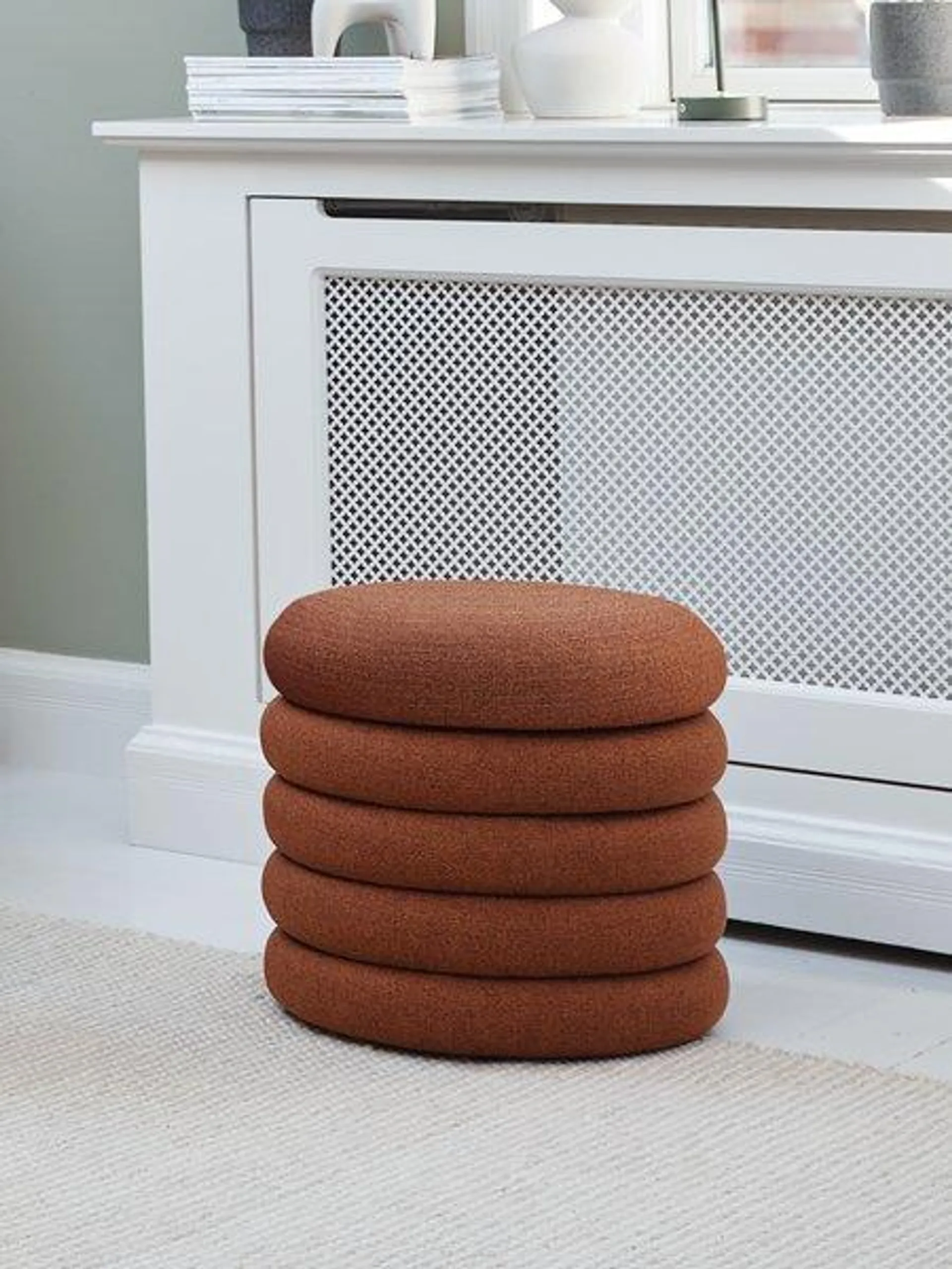 Pouf DALENE Ø45 mit Stauraum Stoff terrakotta