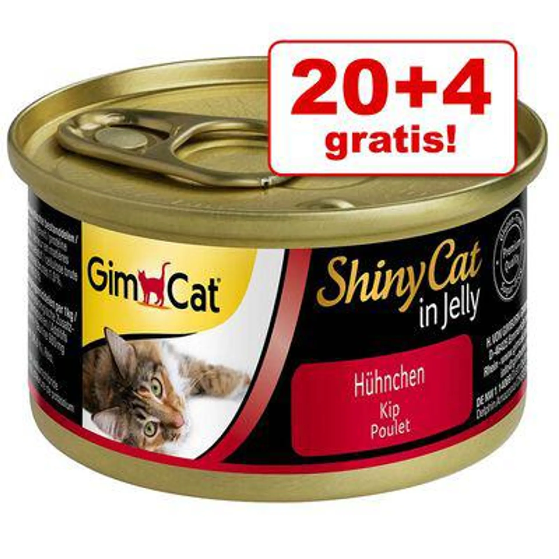 20 + 4 gratis! 24 x 70 g GimCat ShinyCat Jelly