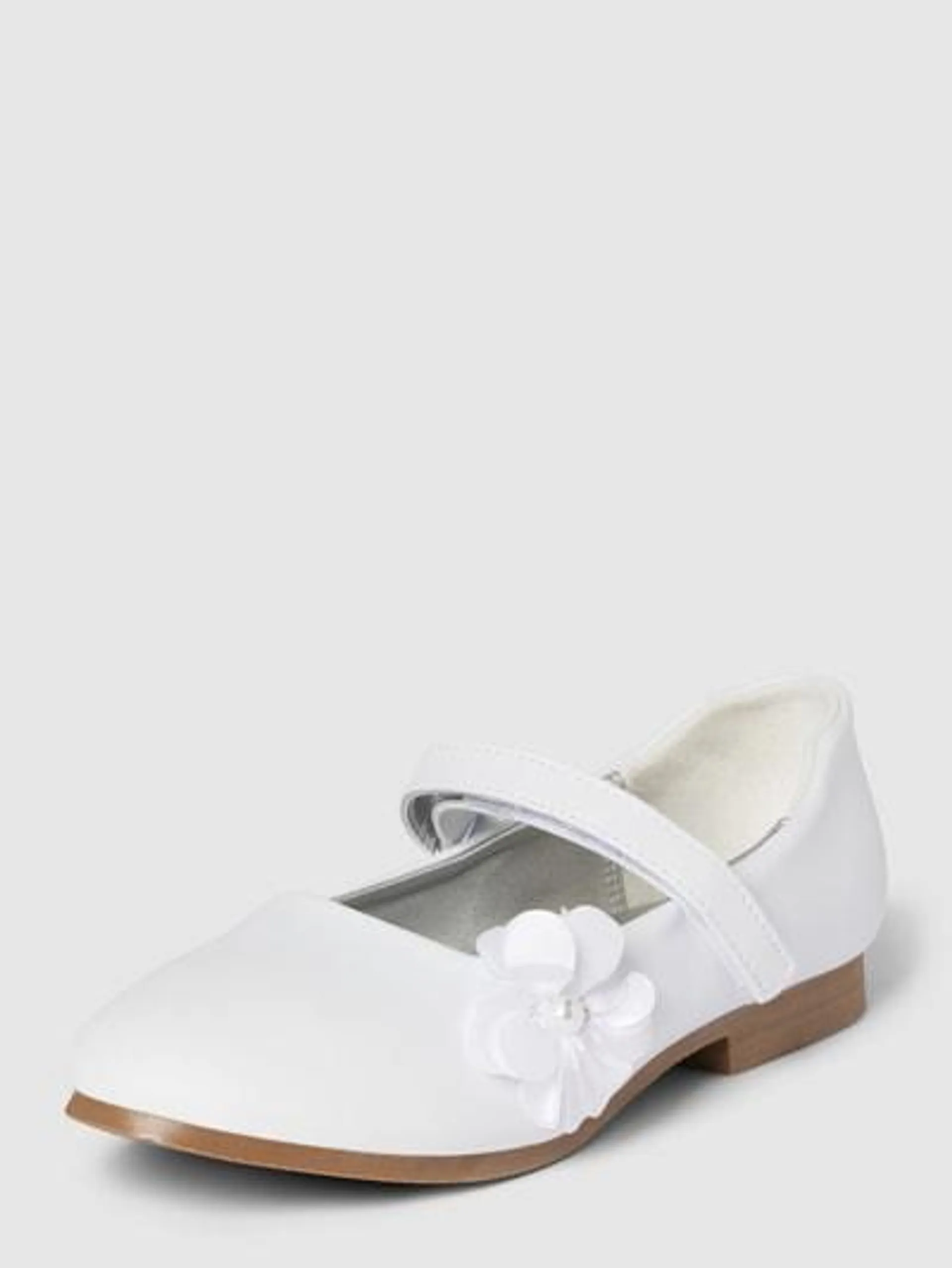 Ballerinas mit floraler Applikation in weiss