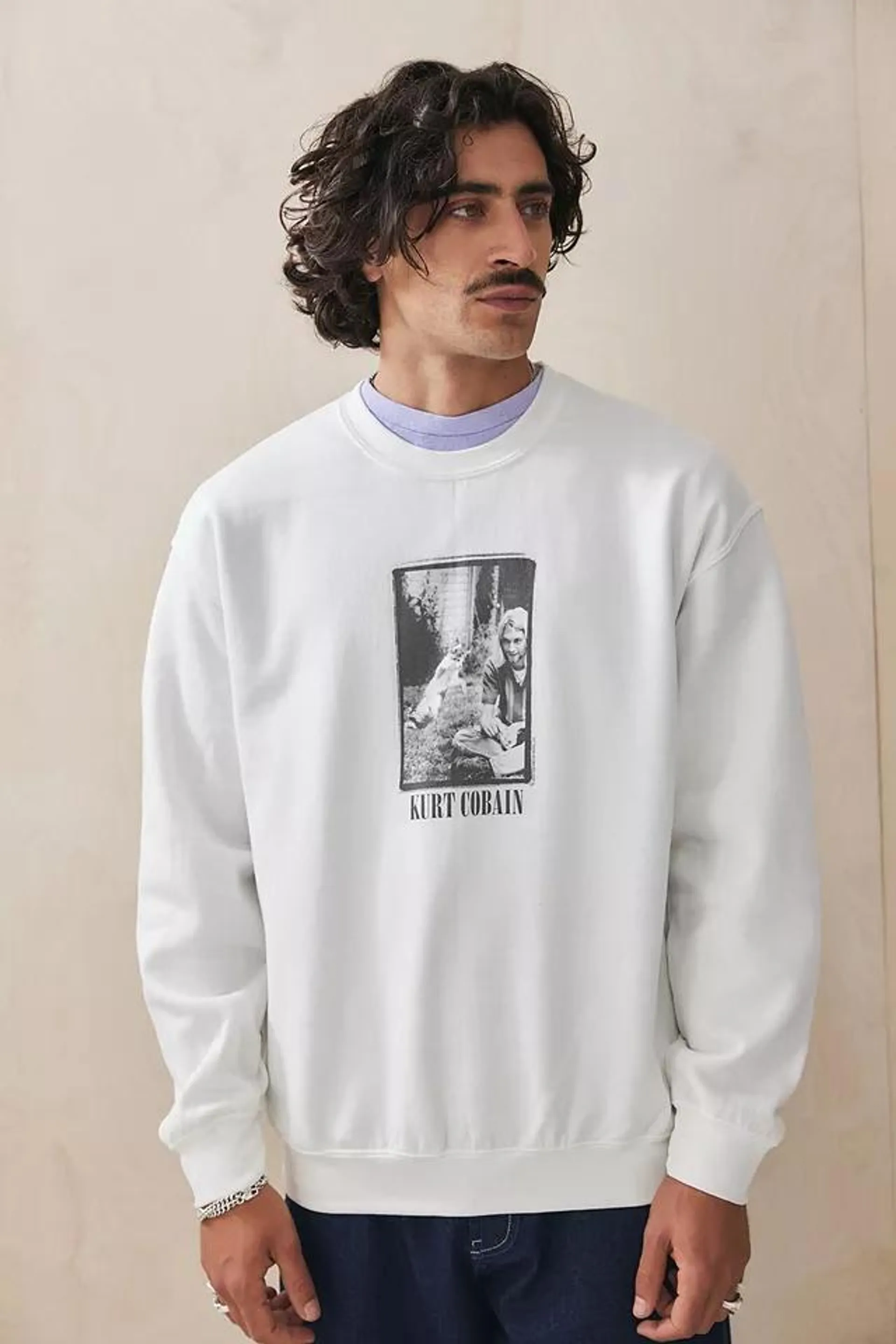 UO White Kurt Cobain Sweatshirt