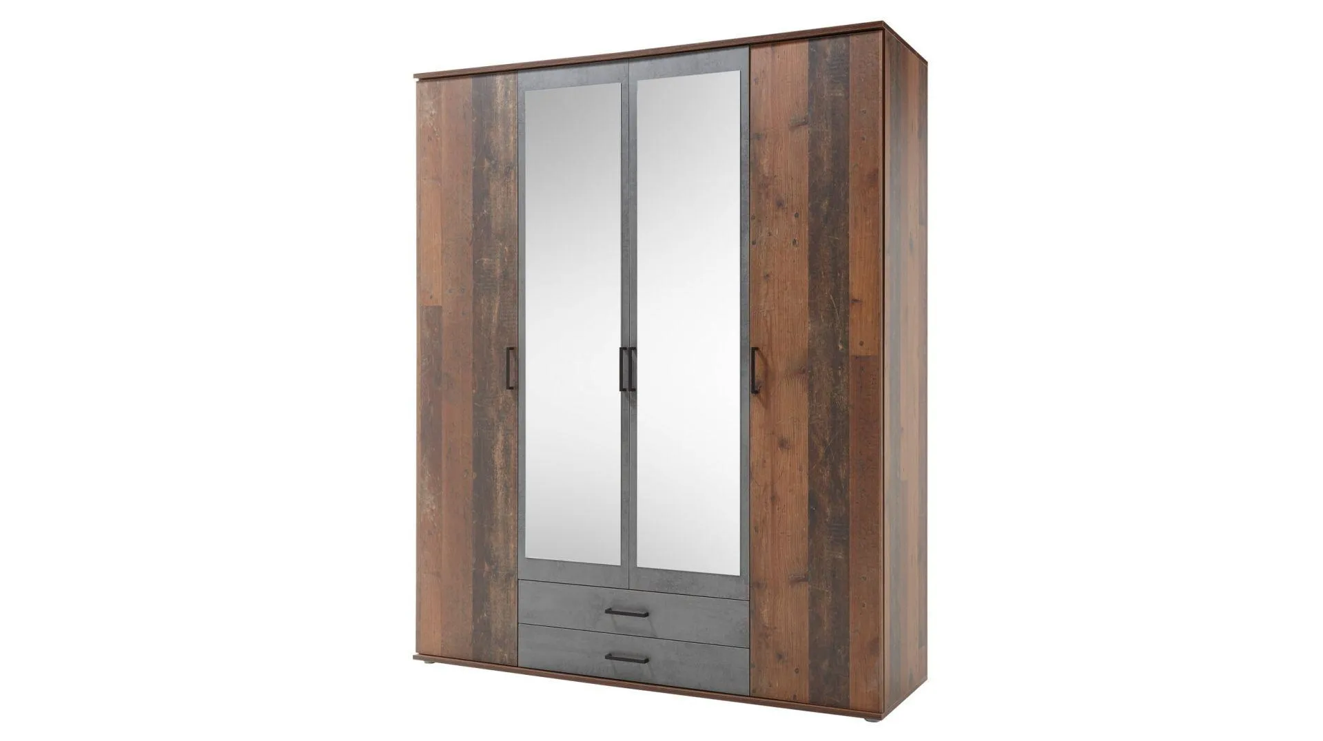 Kleiderschrank mit Spiegel - Old Style - grau - 160 cm - CHICAGO