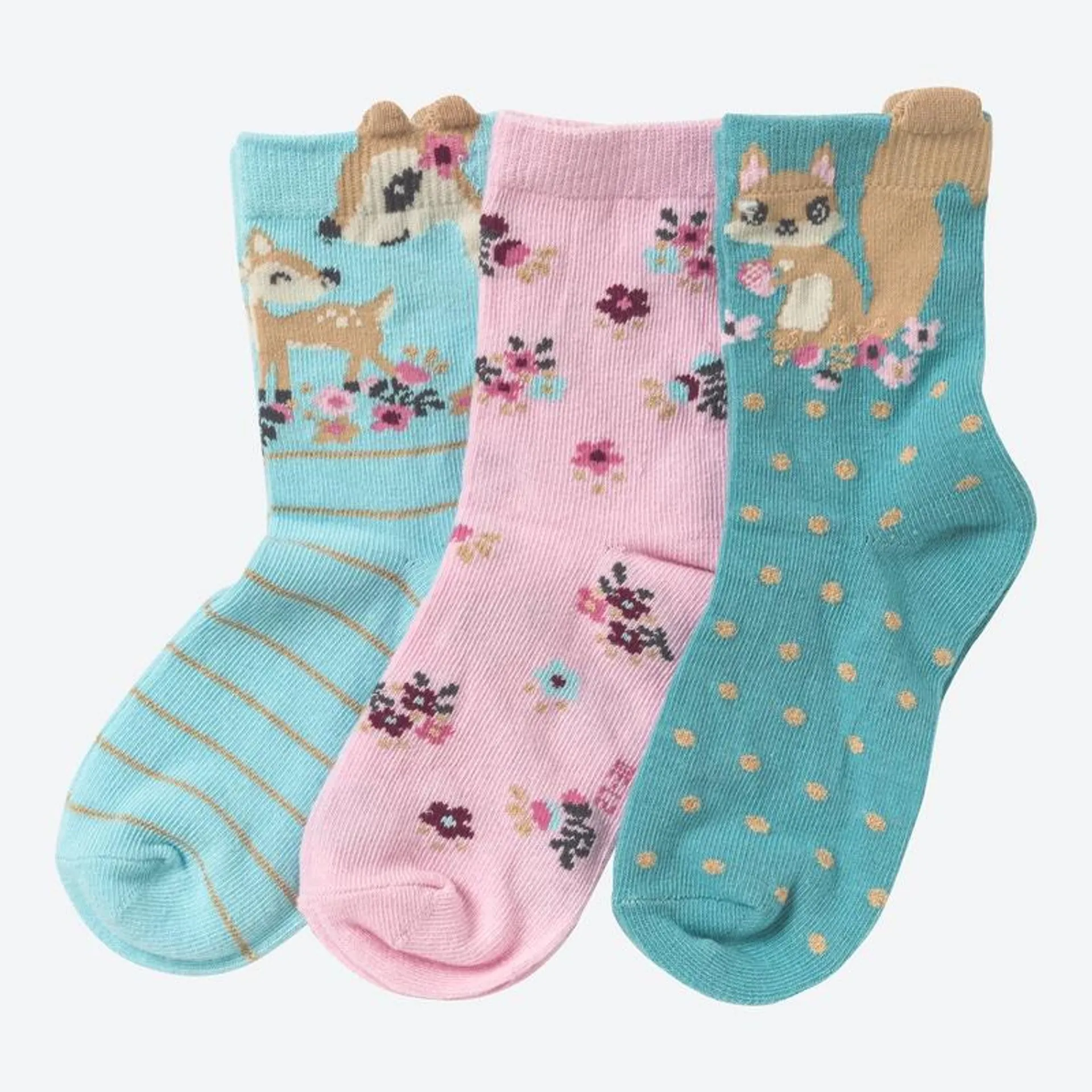 Kinder-Socken mit niedlichen Tieren, 3er-Pack