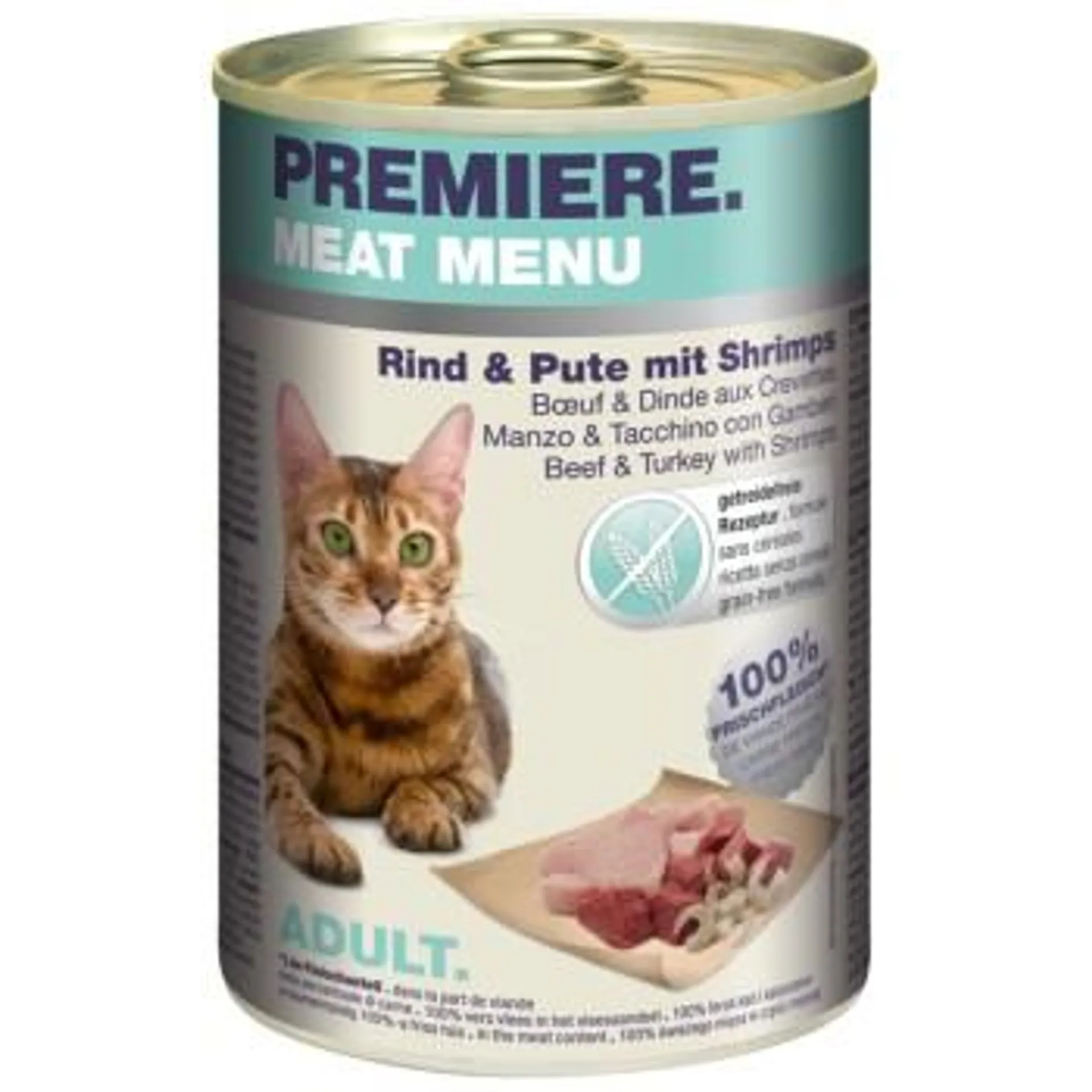 PREMIERE Meat Menu Adult Rind mit Pute & Shrimps 6x400 g