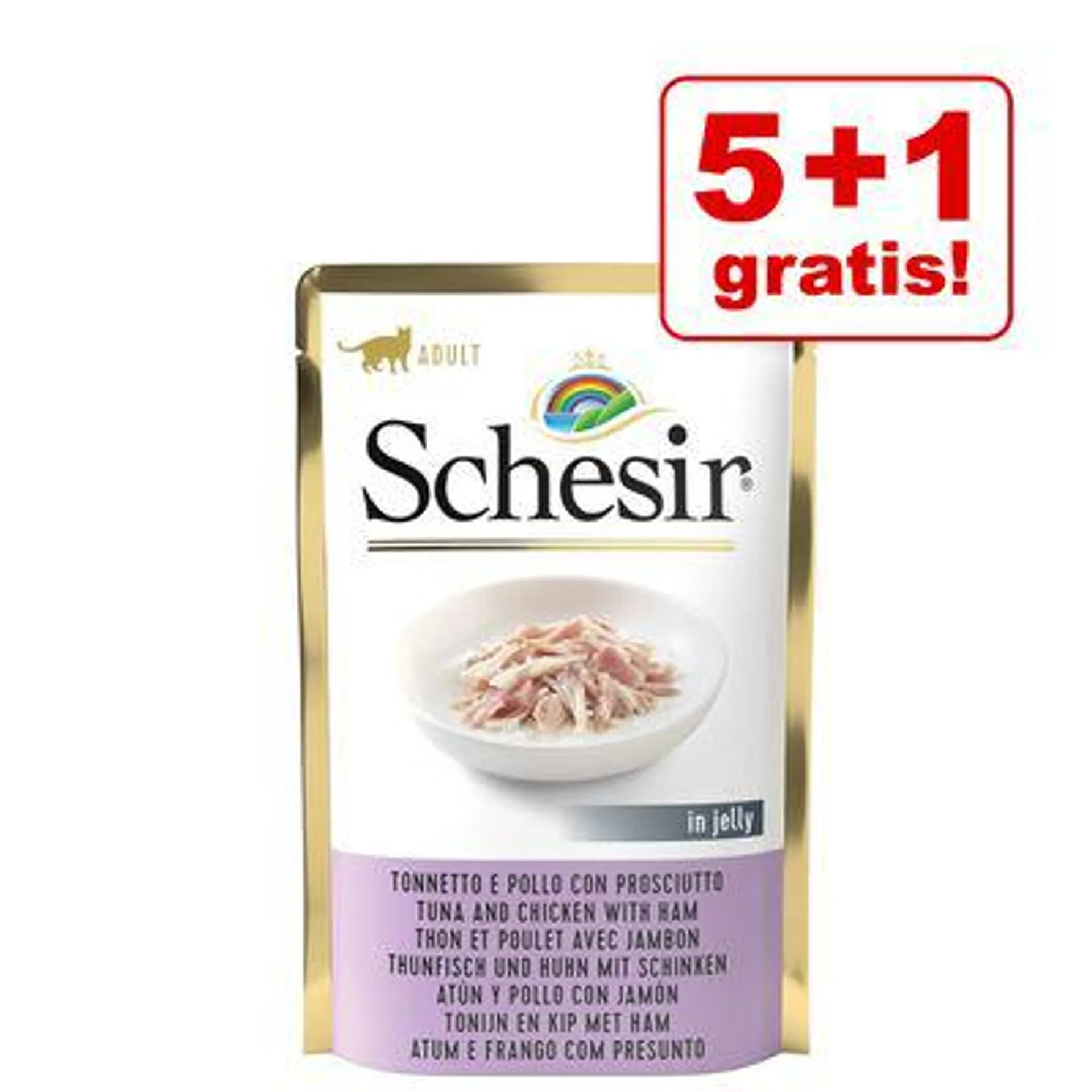 5 + 1 gratis! 6 x 85 g Schesir Jelly Pouch