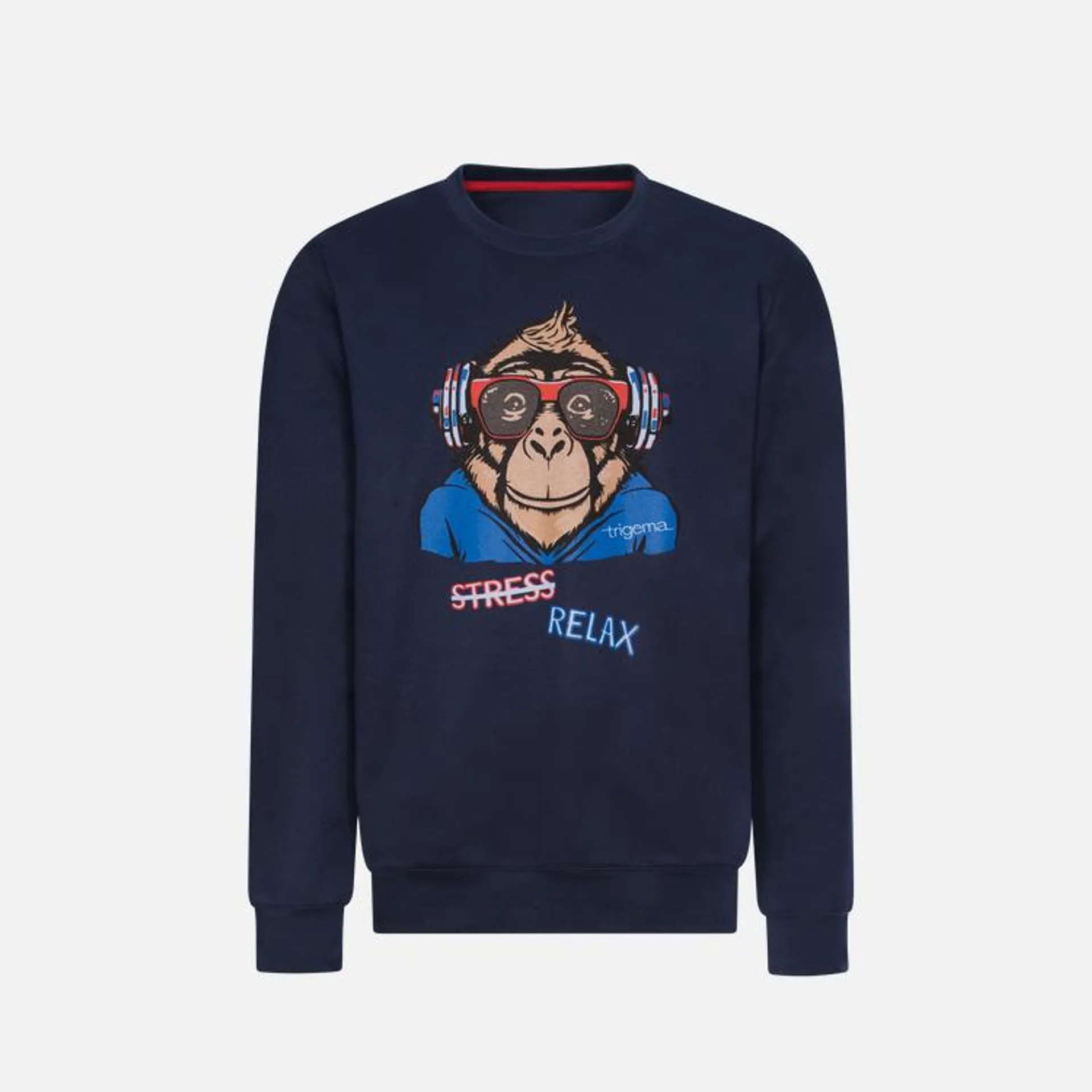 Sweatshirt mit lässigem Affen-Druckmotiv Navy