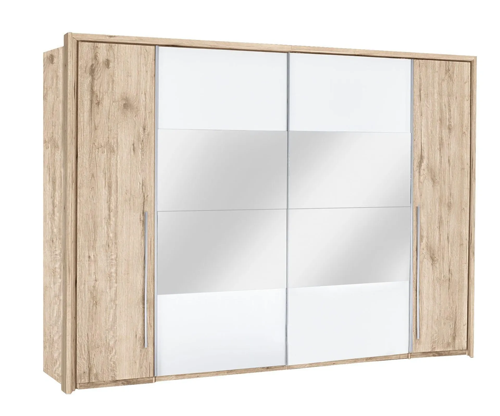 Kleiderschrank Utah Sandeiche-Optik/Weiß/Spiegelglas 267 x 226 x 60,3 cm