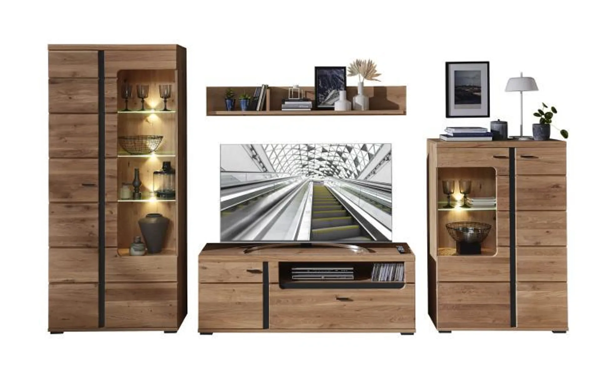 Wohnwand 4-tlg inkl. LED-Beleuchtung SONOS II von Innostyle Old Artisan Oak / Altesche