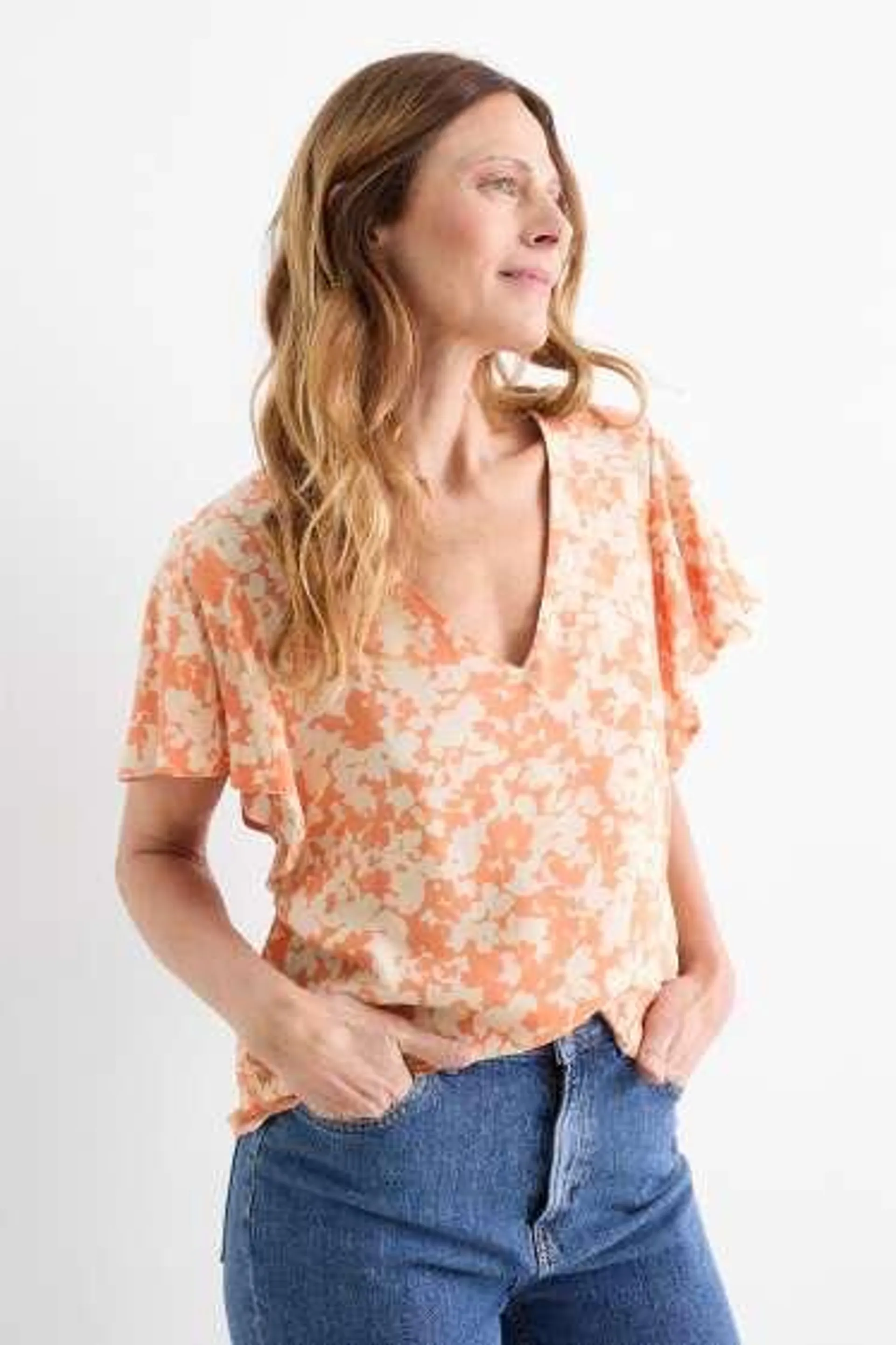 V-neck blouse - floral