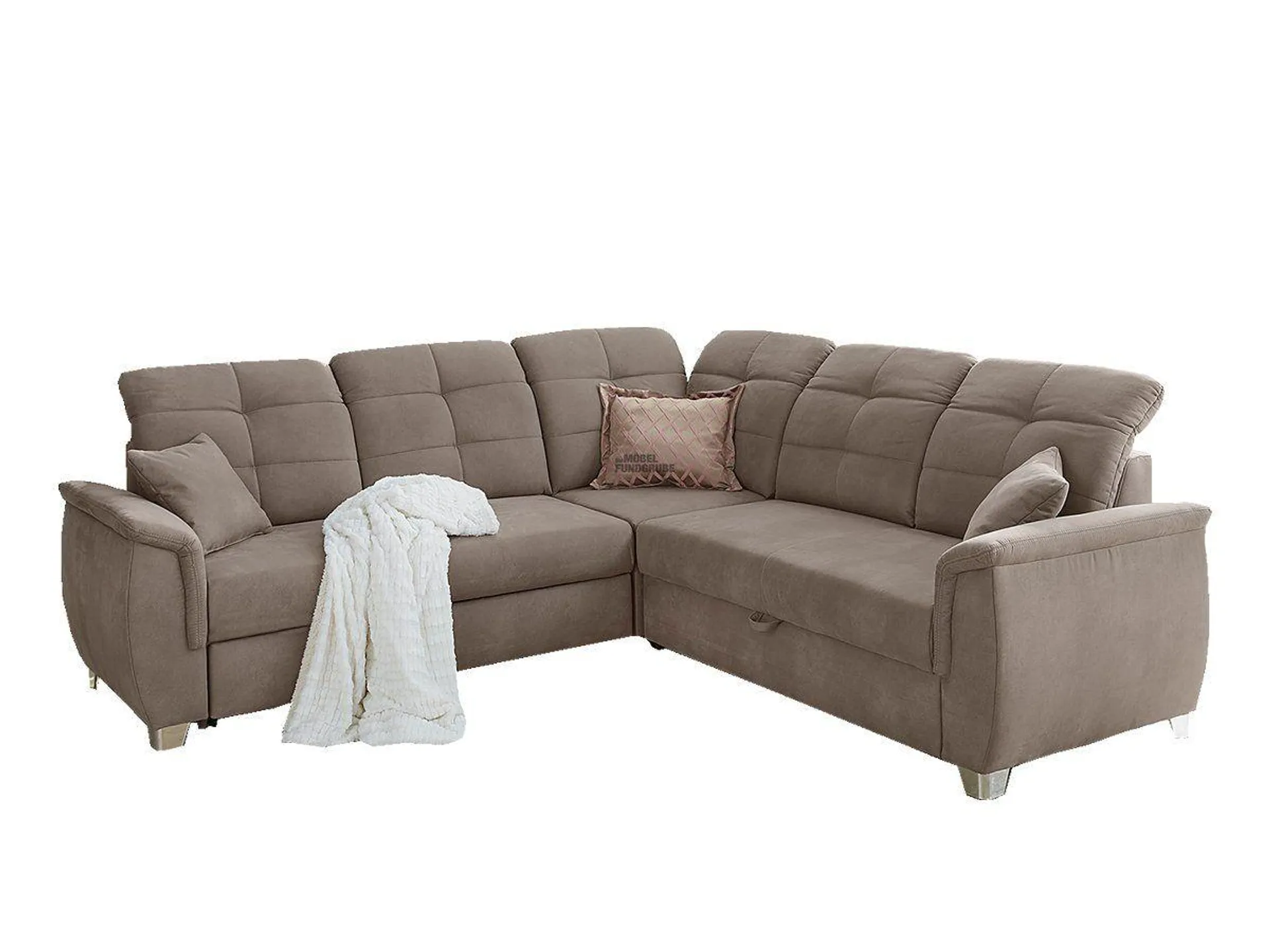 Ecksofa mit Schlaffunktion 263 x 263 cm braun - UDINE