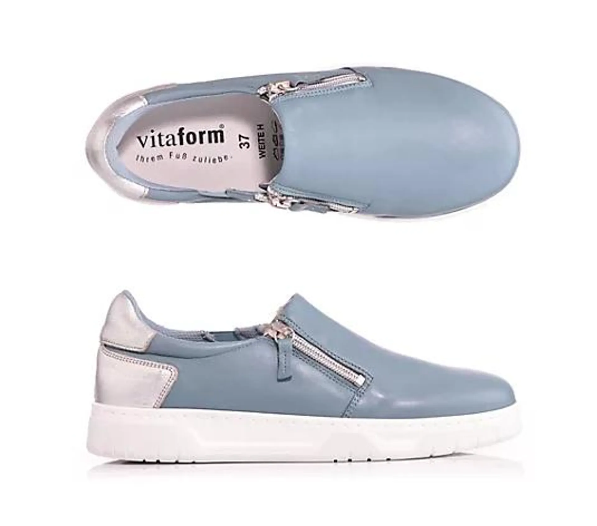 VITAFORM Damen-Slipper Softnappaleder 2 Reißverschlüsse Sohle Marla