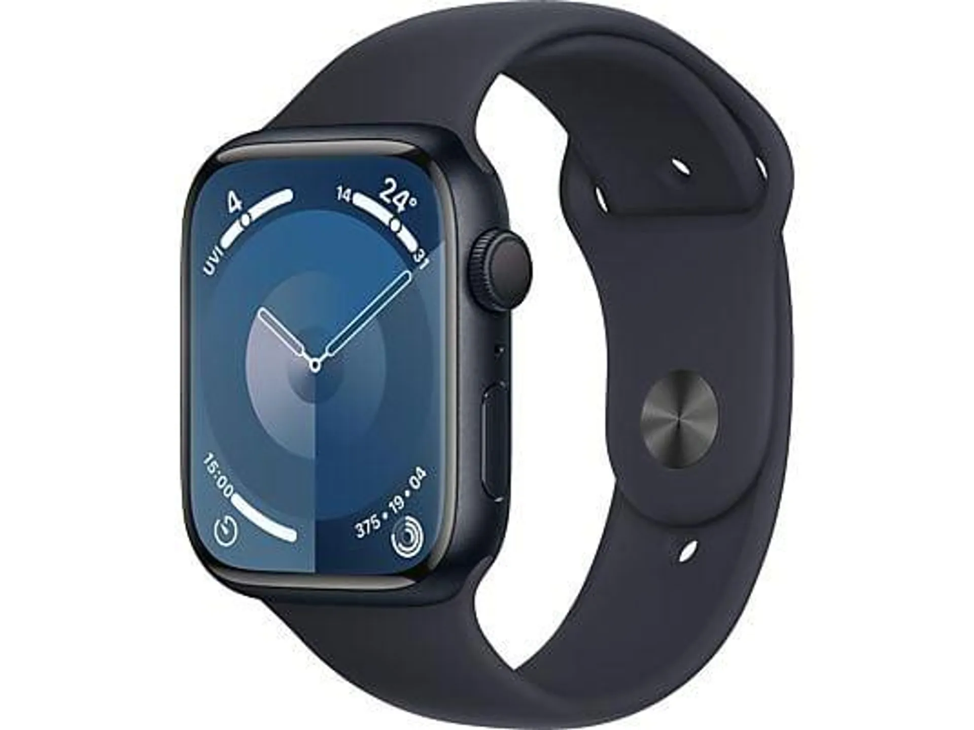 APPLE Watch Series 9 GPS 45 mm Smartwatch Aluminium Fluorelastomer, 130 - 180 mm, Mitternacht