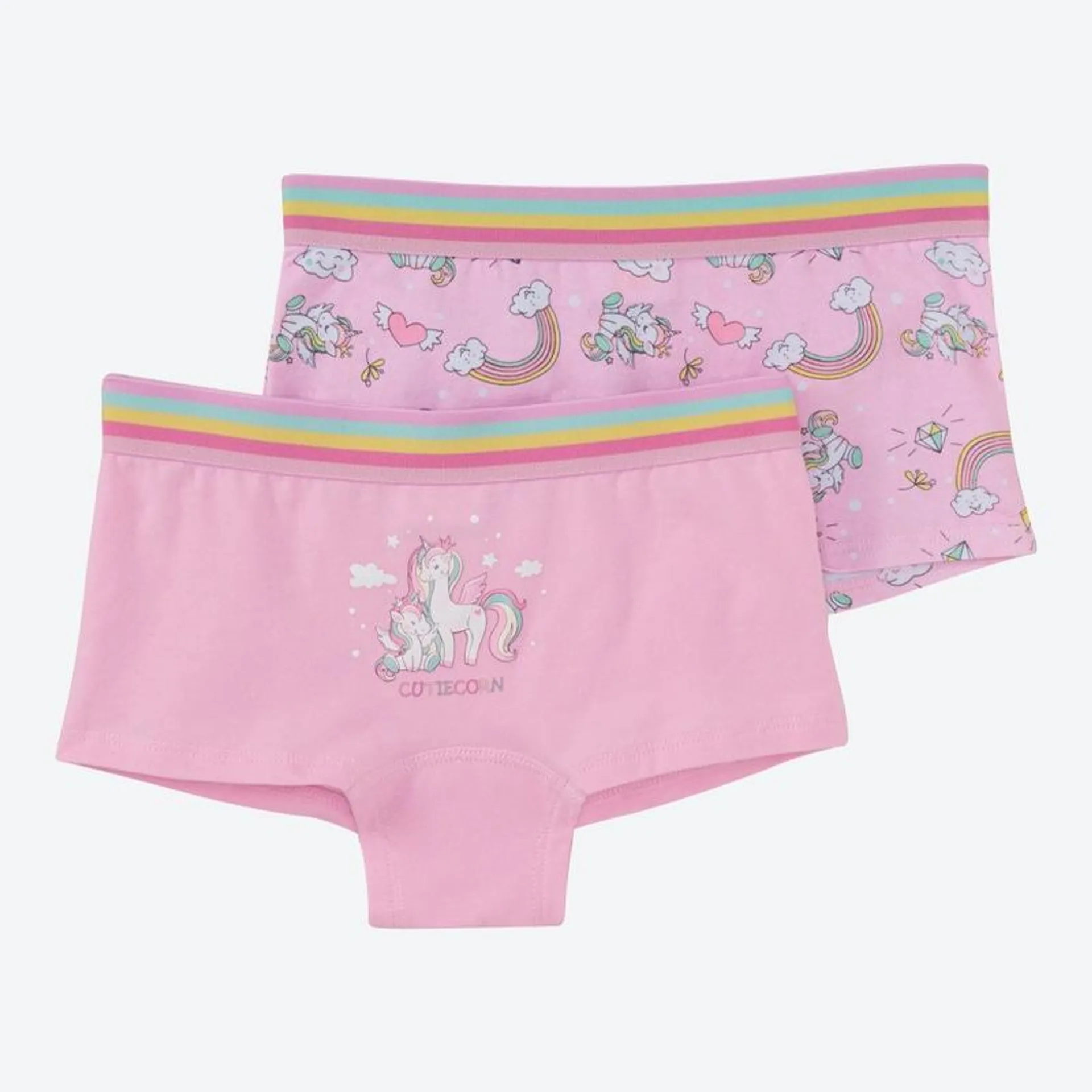 Kinder-Mädchen-Panty mit Kontrastwebbund, 2er-Pack