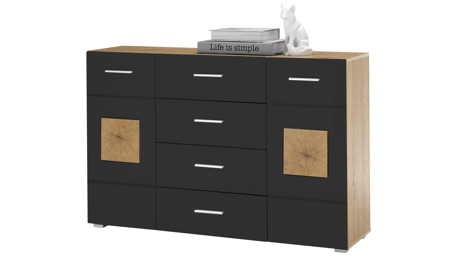 Sideboard schwarz matt 140 cm - 2-türig - GEORGIA