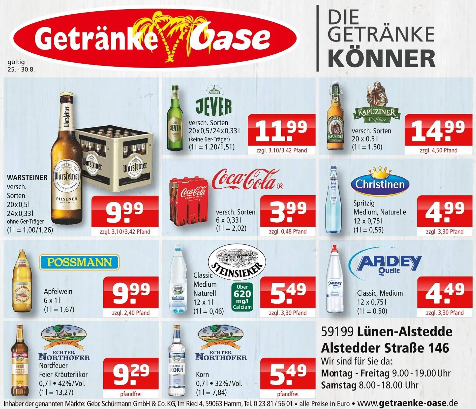 Getränke Oase Prospekt von 25. August bis 30. August 2025 - Prospekt seite 1