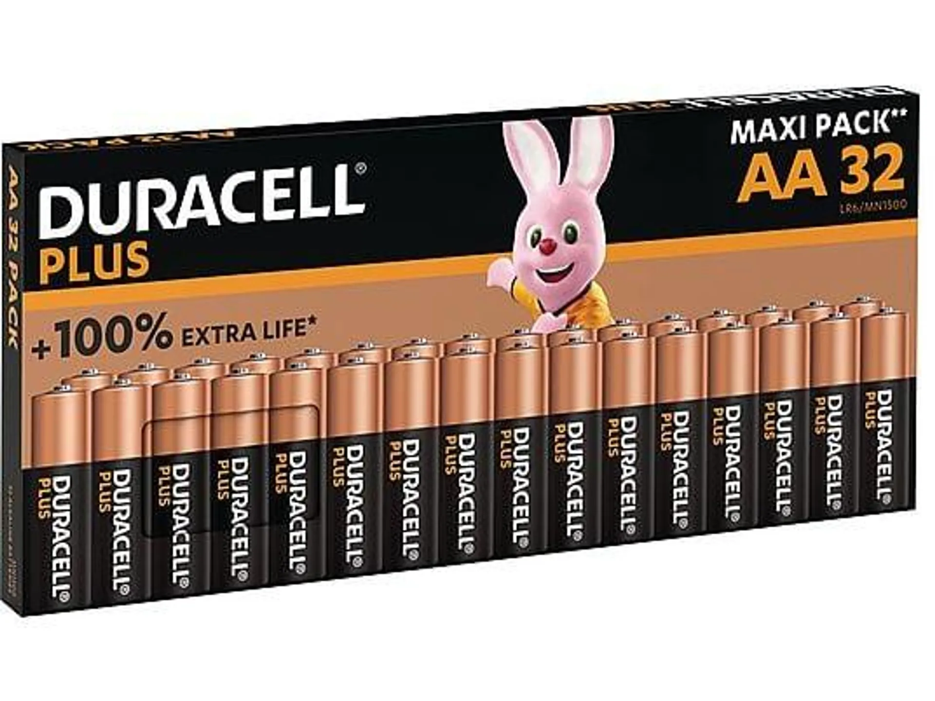 DURACELL Plus AA, 32er Pack, AA Batterie, Alkaline, 1.5 Volt