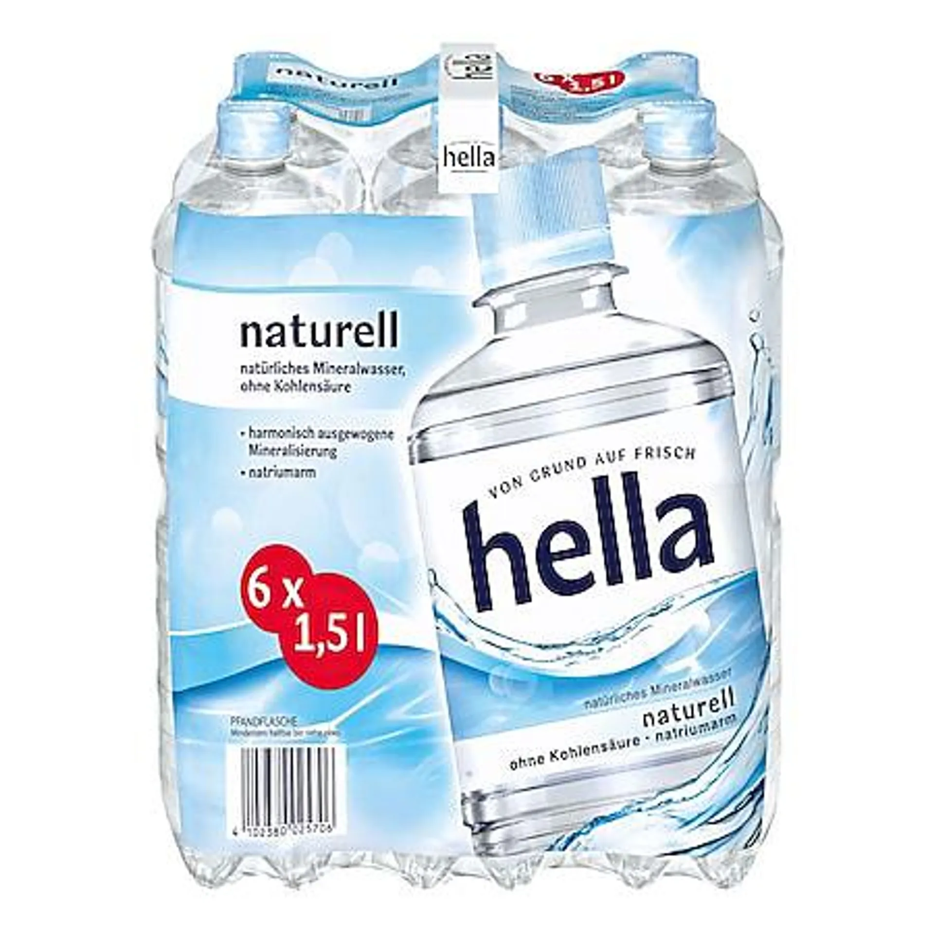 Hella Mineralwasser Naturell 1,5 Liter, 6er Pack