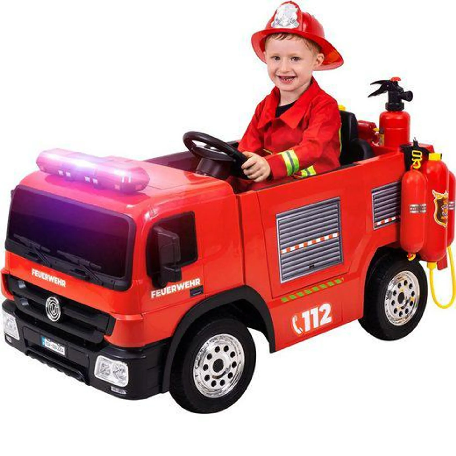 Actionbikes Motors Elektro-Kinderauto Kinder Auto Feuerwehr SX1818 Elektro - Fernbedienung - Wasserspritze, Belastbarkeit 40 kg, (4-tlg), Kinder Fahrzeug Spielzeug ab 3 Jahre elektrisch - Sirene & Bluetooth