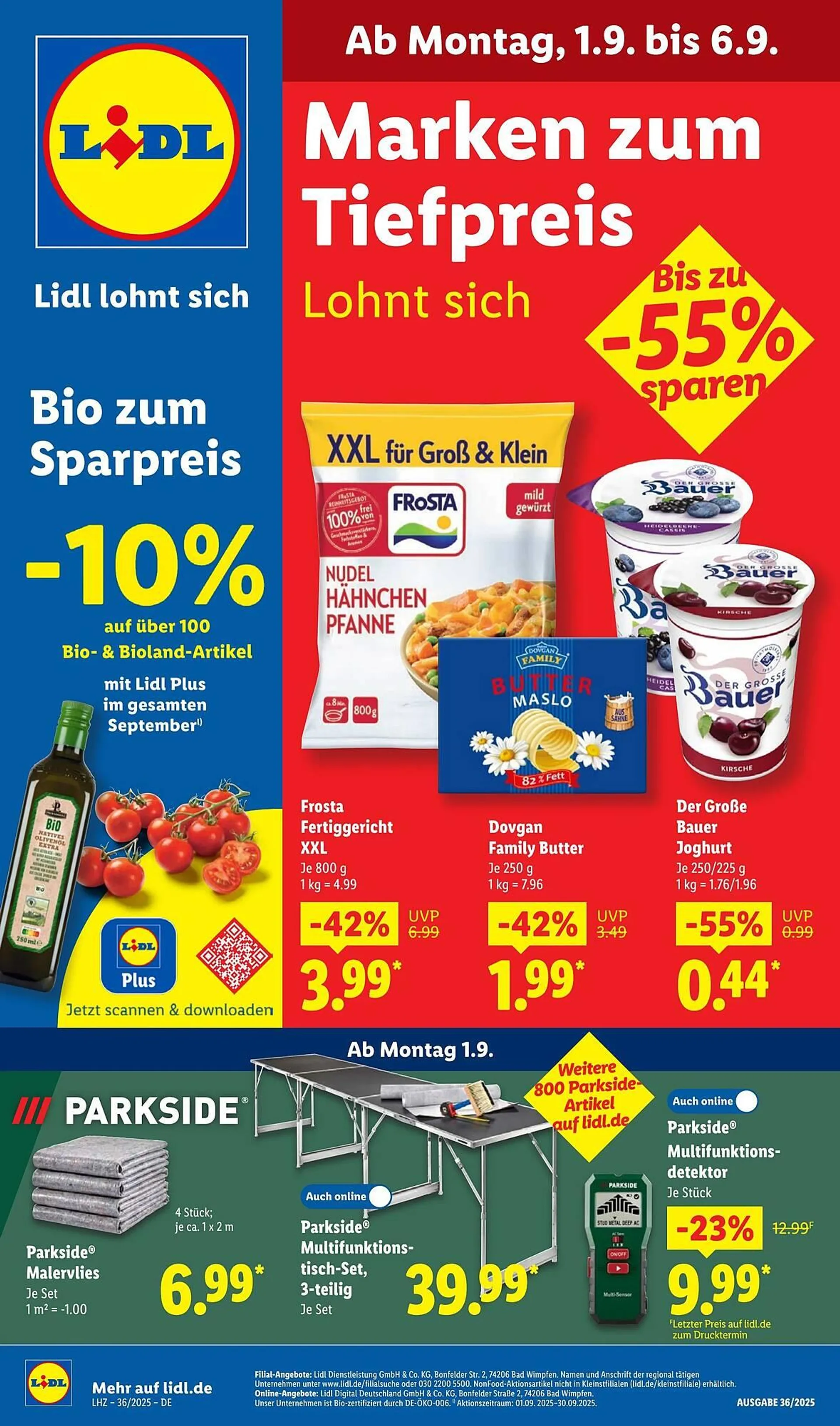 Lidl Prospekt von 1. September bis 7. September 2025 - Prospekt seite 1