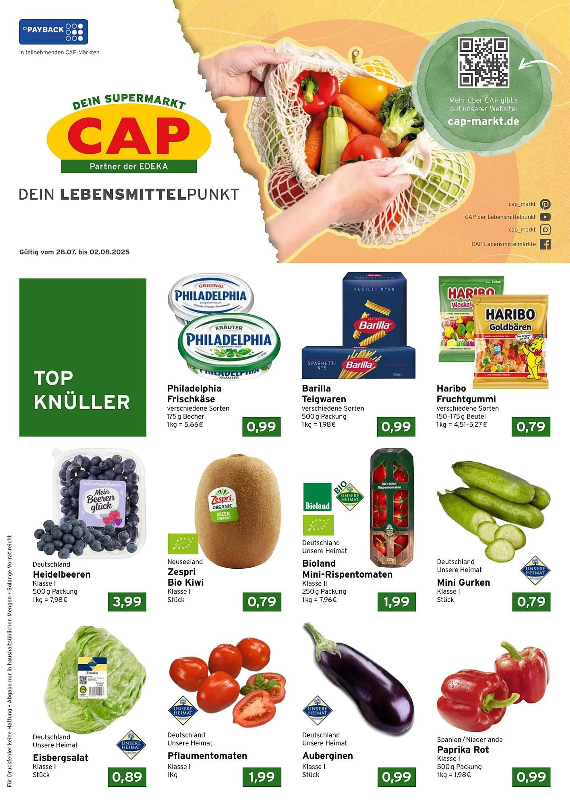 CAP Markt Prospekt von 28. Juli bis 2. August 2025 - Prospekt seite 1