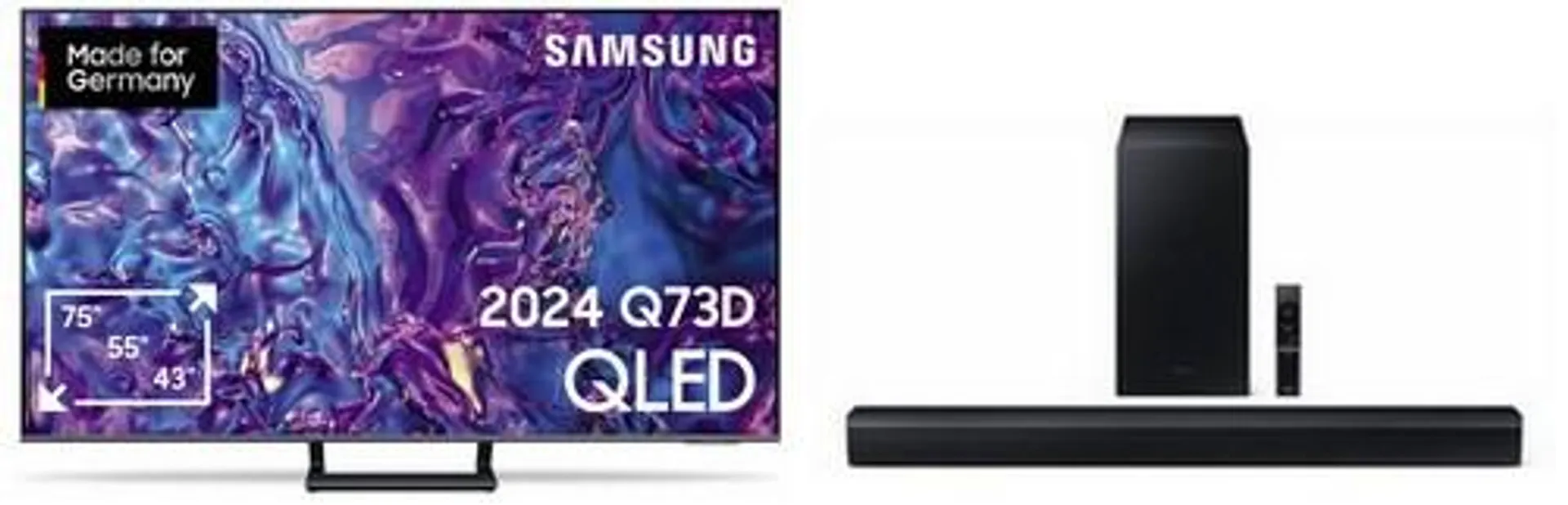 Samsung GQ55Q73DAT 138 cm (55") QLED-TV titangrau inkl. 2.1 C-Soundbar HW-C460G mit Subwoofer / E