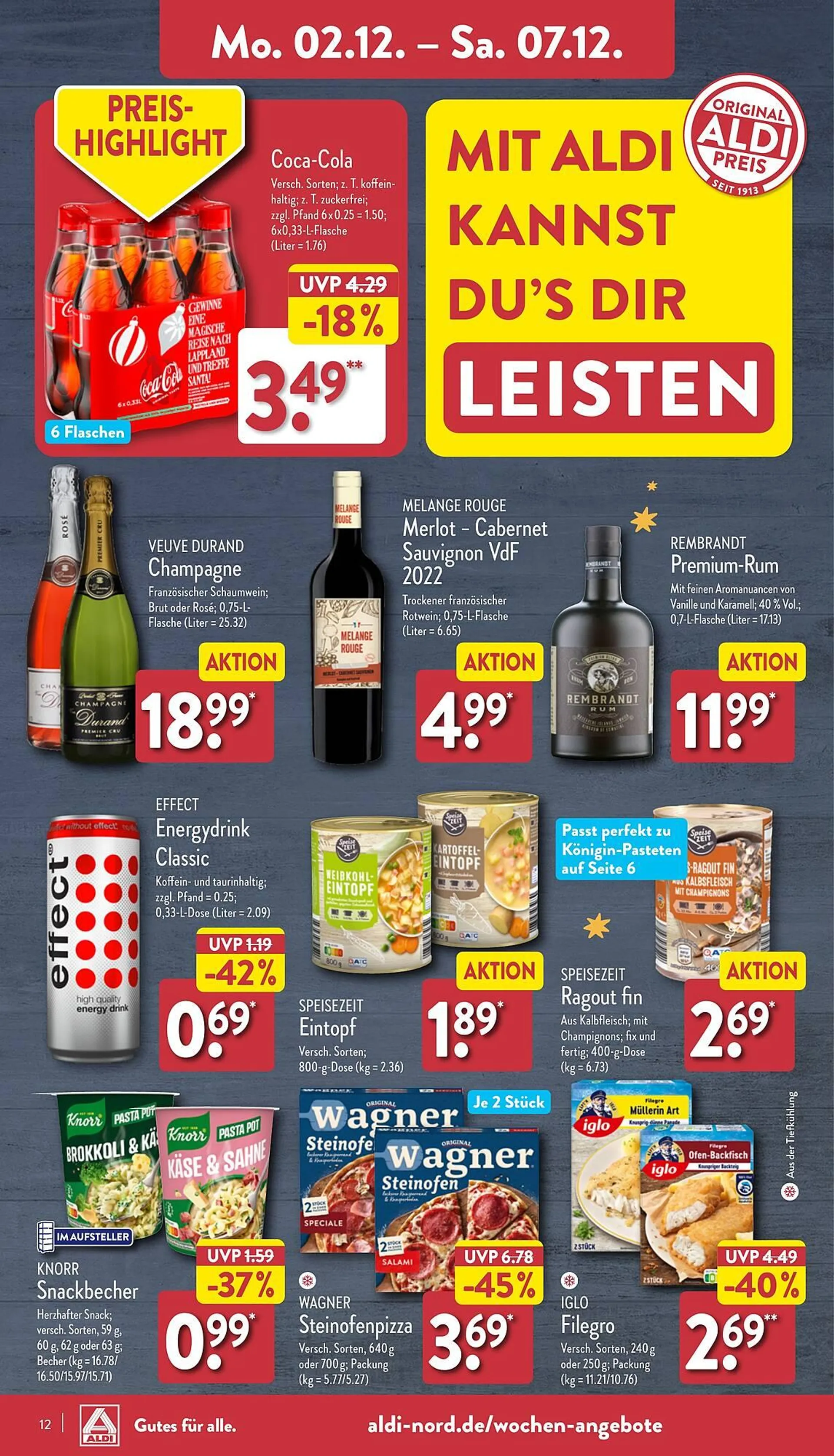 Aldi Nord Prospekt von 2. Dezember bis 7. Dezember 2024 - Prospekt seite 12