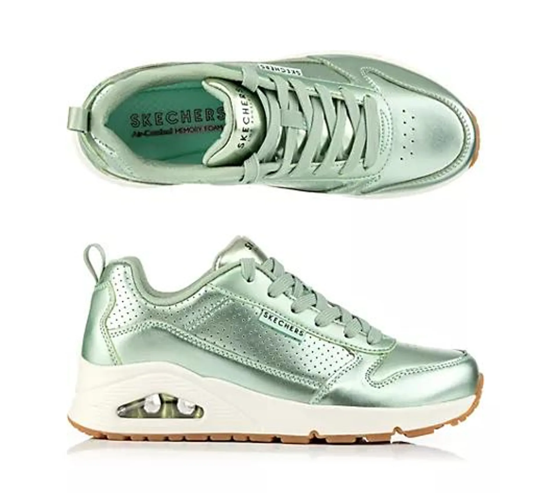 SKECHERS Damen-Sneaker Uno- Metallixs echt Leder Memory Foam