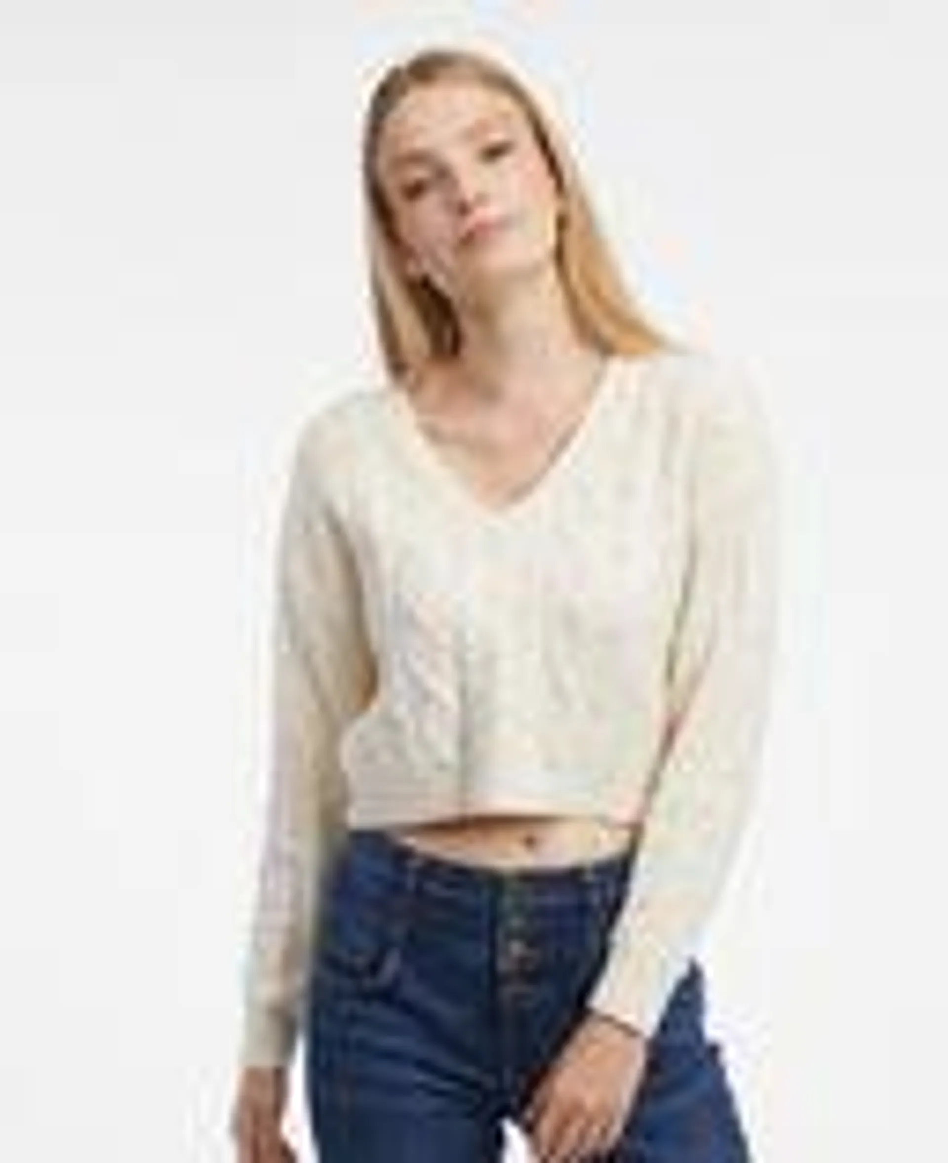 Cremefarbener Damen-Cropped-Pullover ORSAY