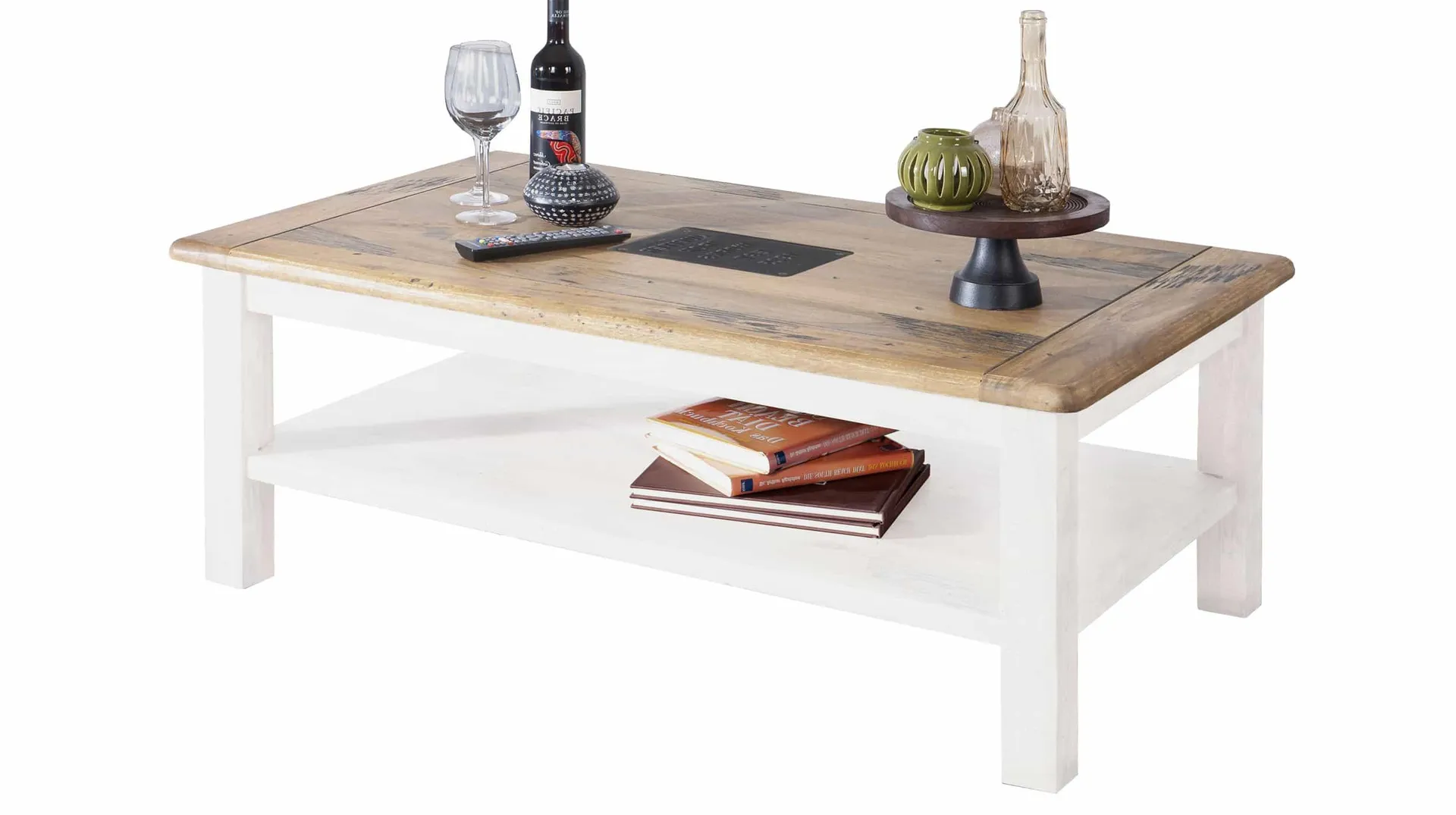 Couchtisch Massivholz weiß Mango 118 x 70 cm - EMANUEL