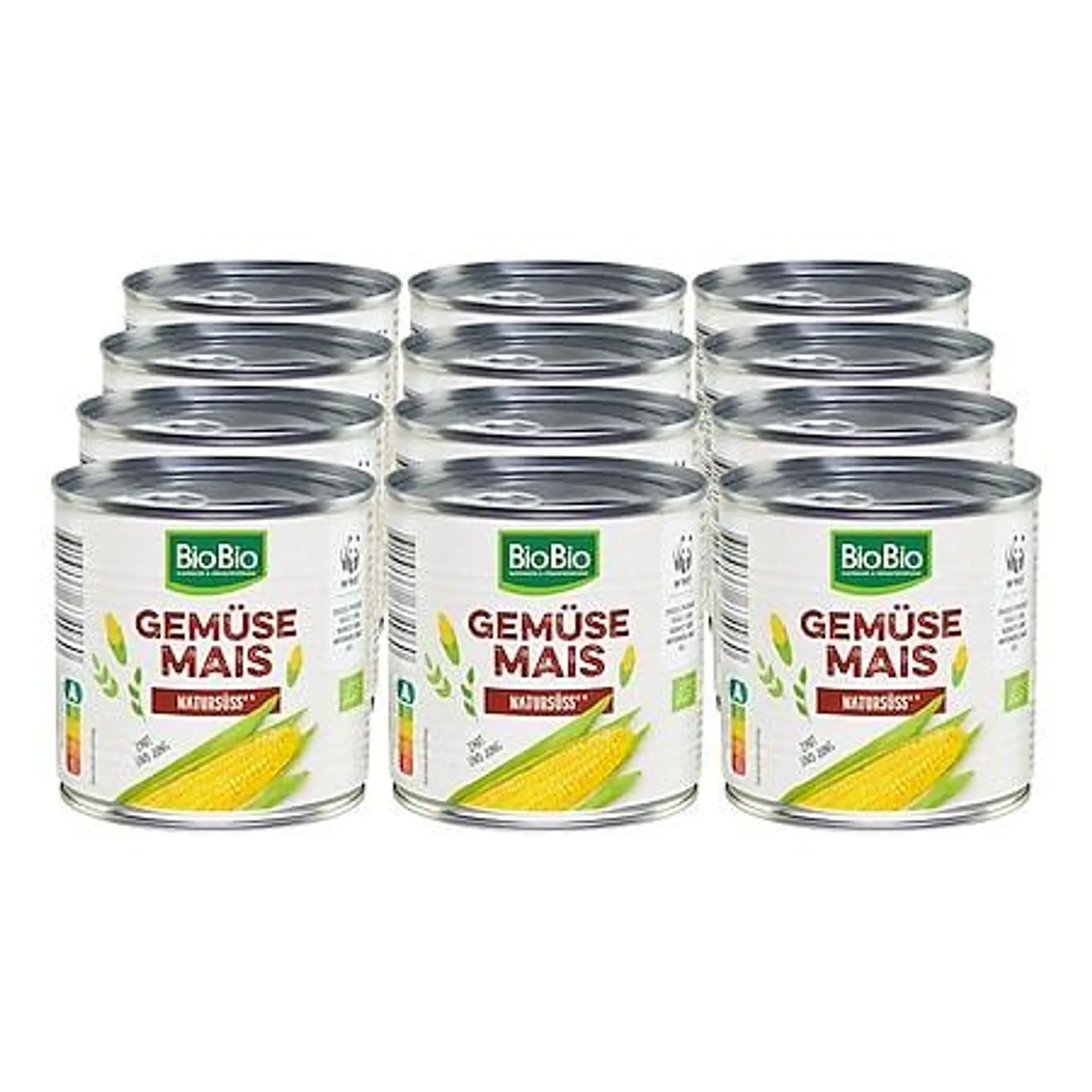 BioBio Gemüsemais 285 g Abtropfgewicht, 12er Pack