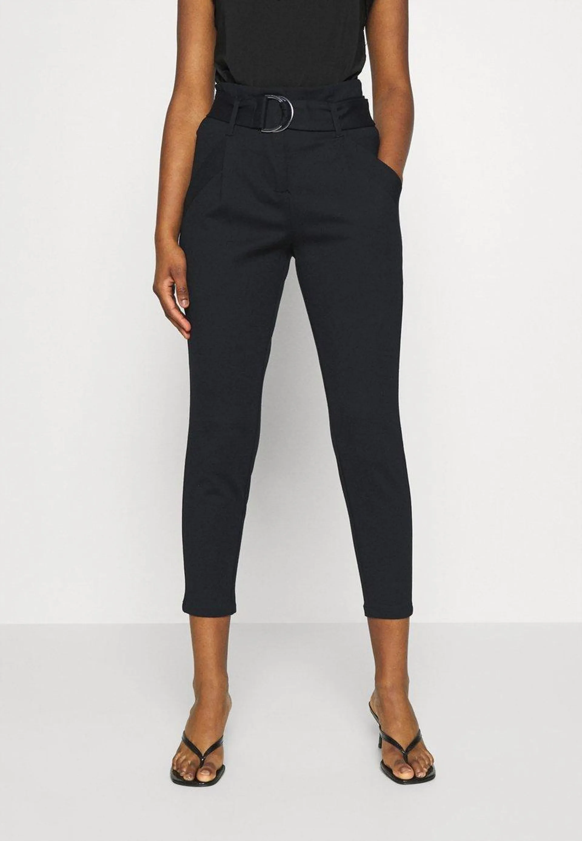 VMBAILEY PAPERBAG BELT PANTS - Trousers - black