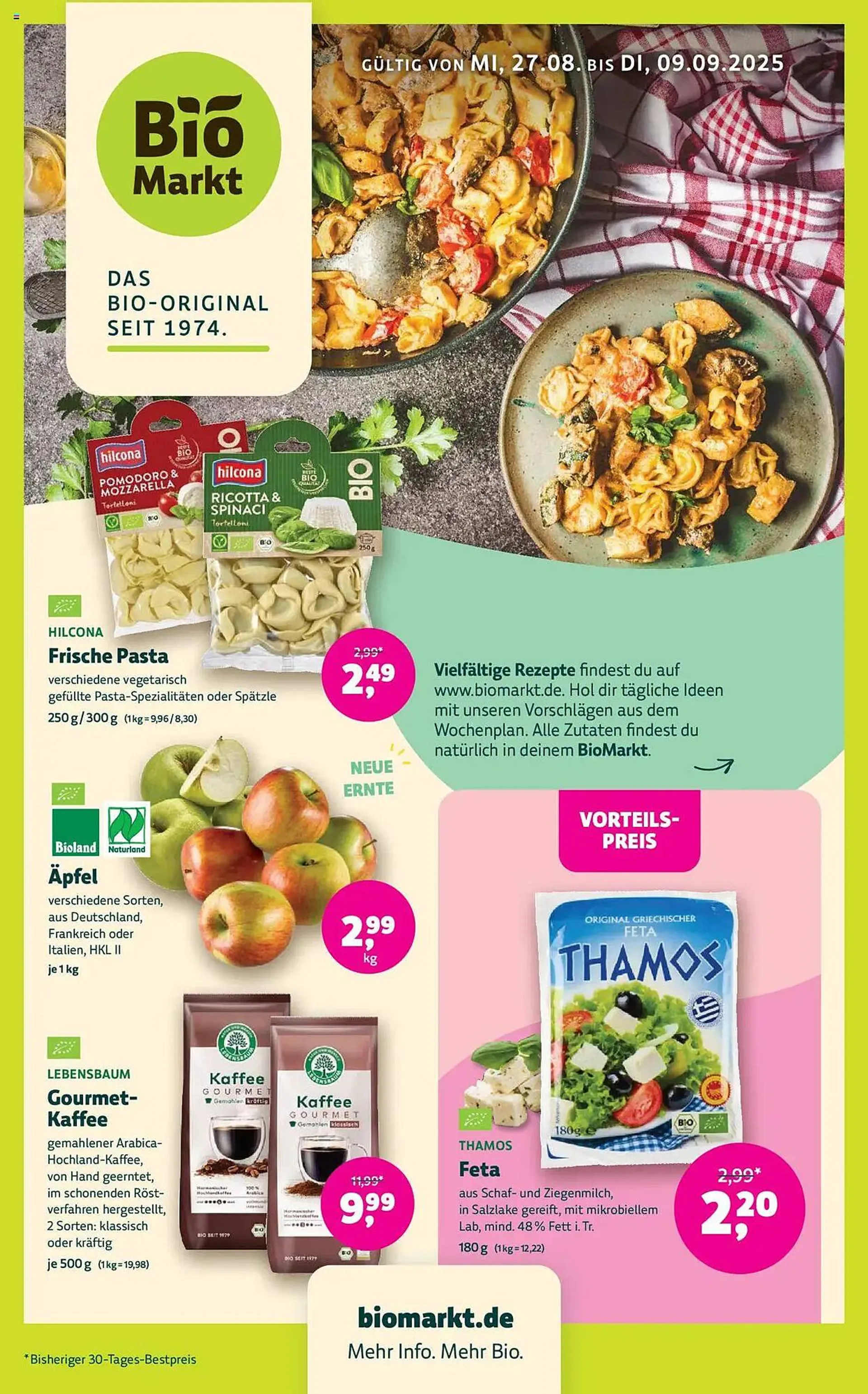 Biomarkt Prospekt von 27. August bis 9. September 2025 - Prospekt seite 1