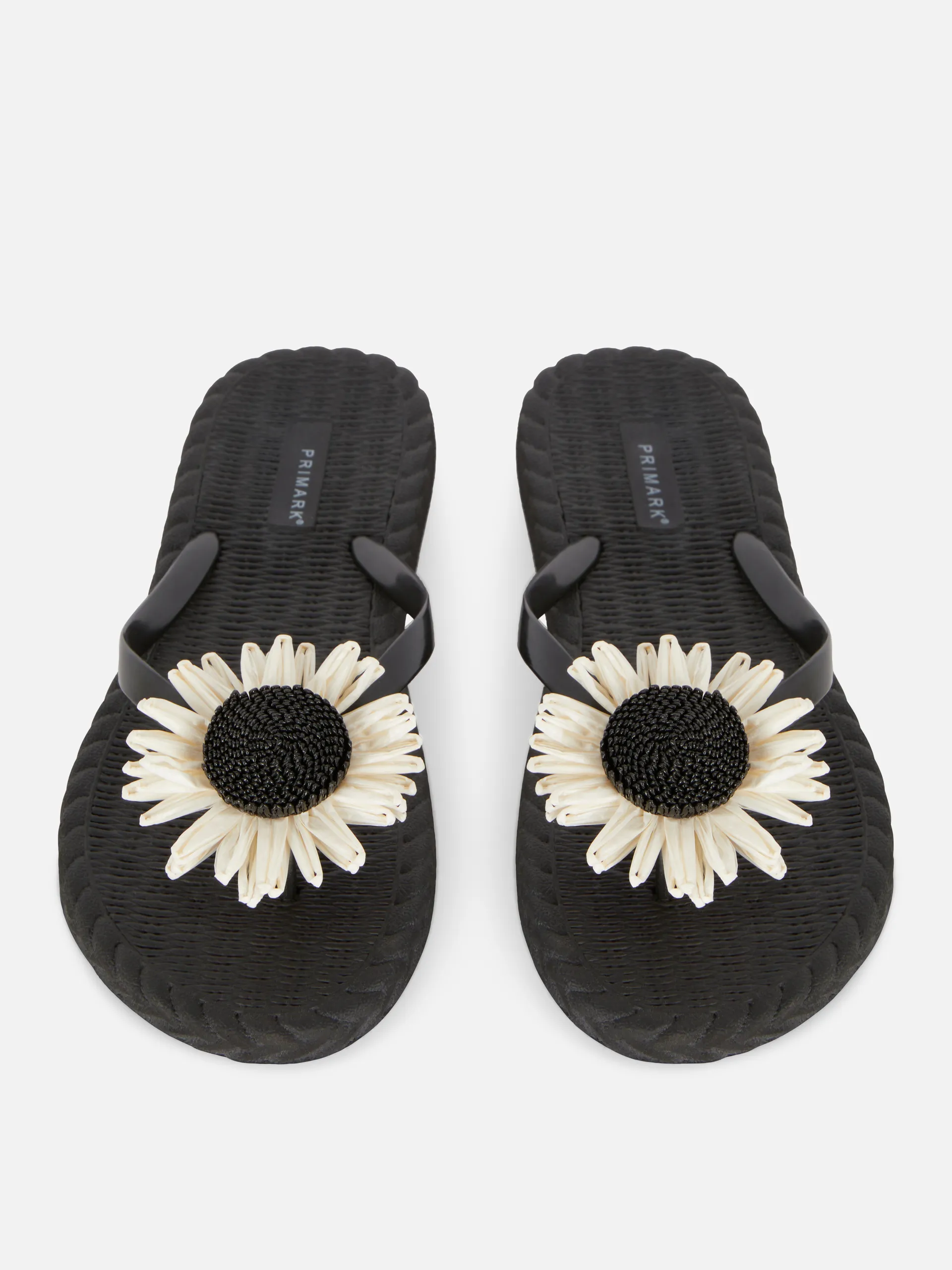 Flipflops in Weboptik mit Sonnenblume