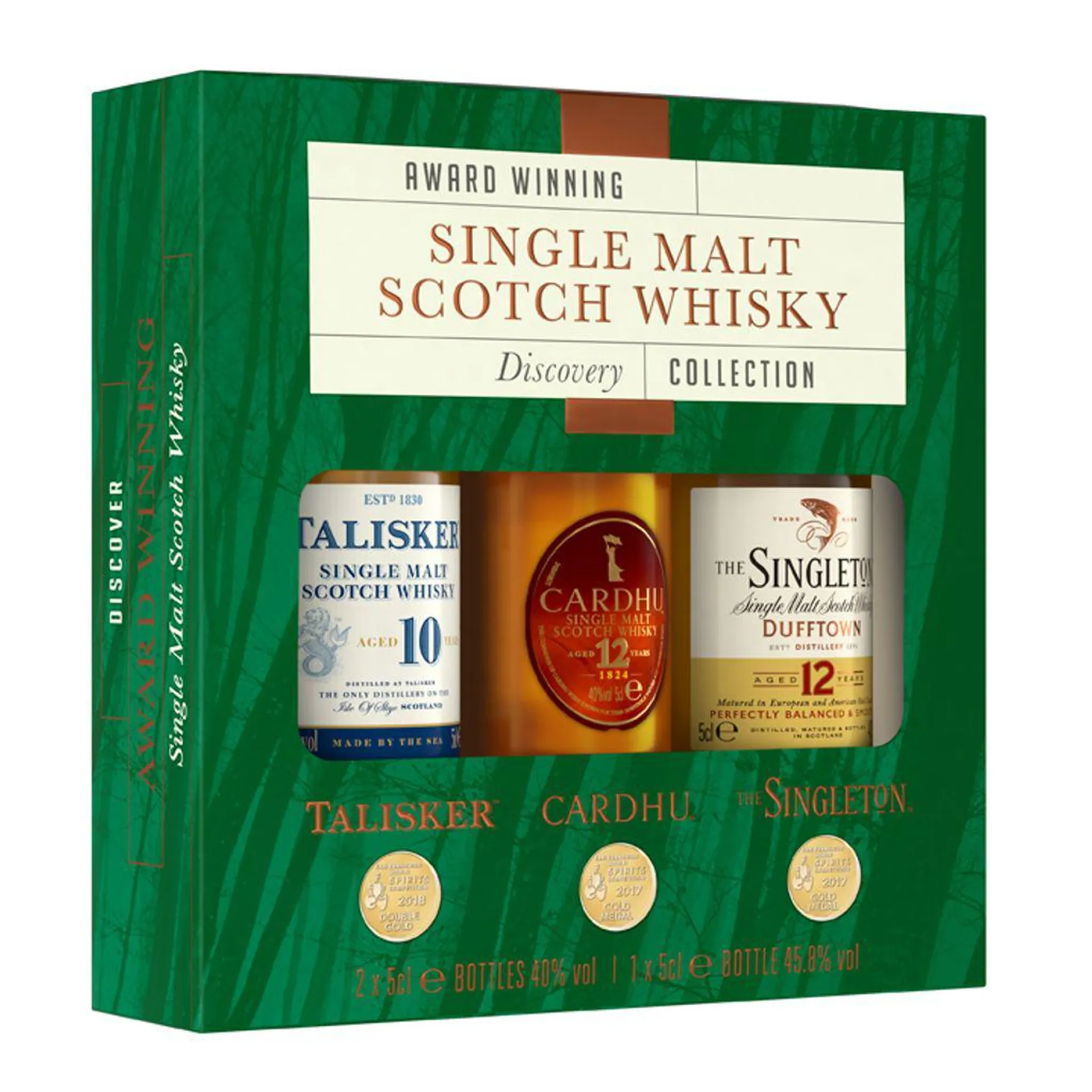 Whisky Explorer Pack Award Winning Single Malt Scotch Whisky Discovery Collection | Talisker 10 Jahre 0,05 l - Cardhu 12 Jahre 0,05 l - Singleton 12 Jahre 0,05 l | 40,0 % vol - 45,8 % vol | 0,15 l