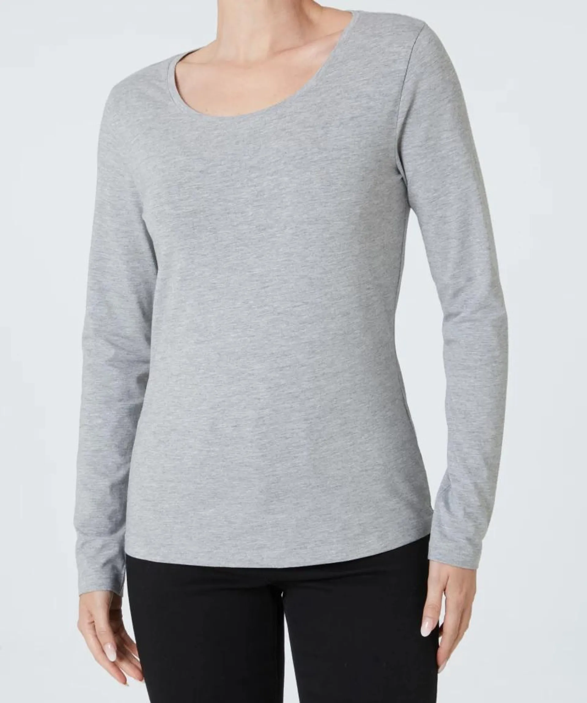 Melange Langarmshirt Janina, Rundhalsausschnitt