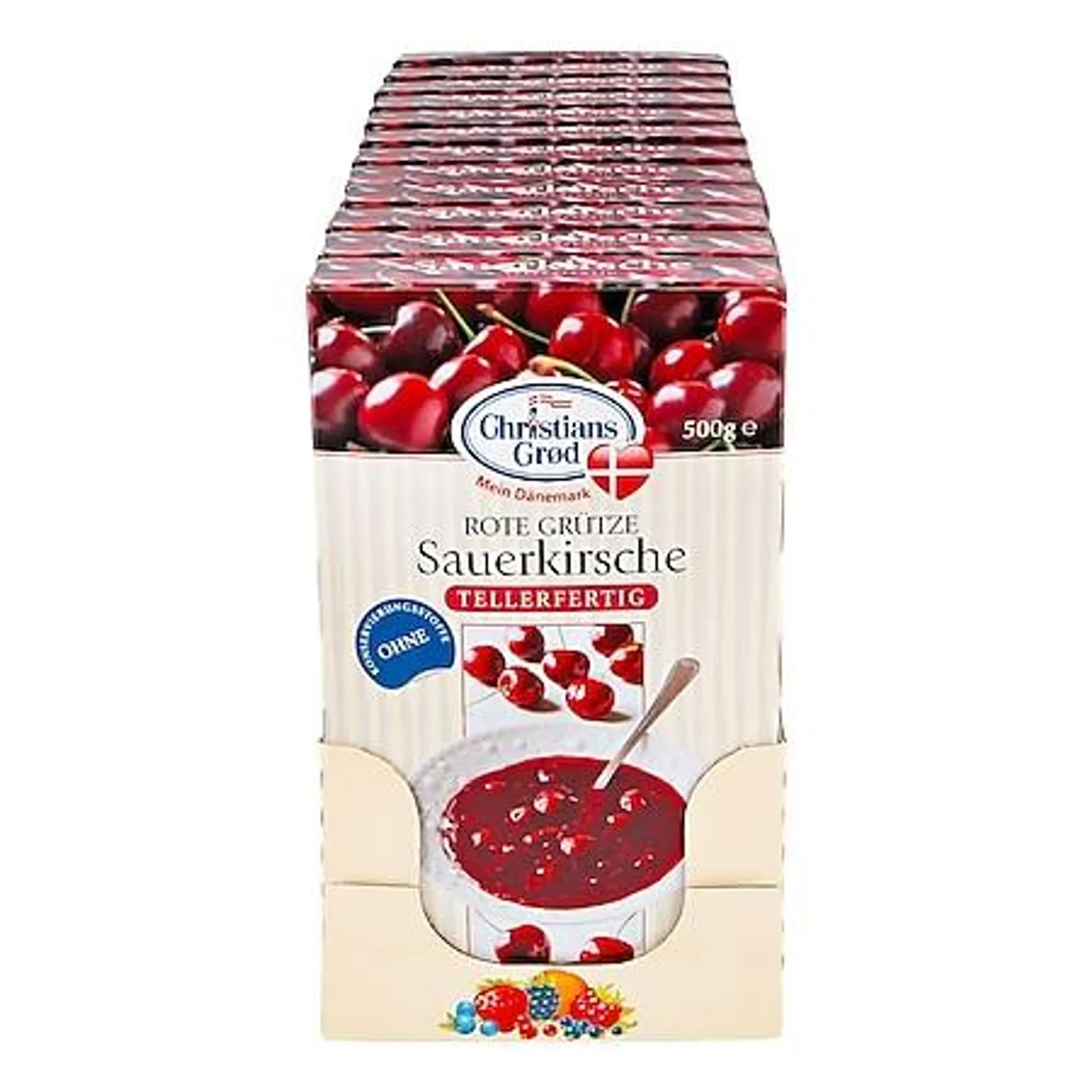 Christians Grod Rote Grütze Sauerkirsch 500 g, 12er Pack