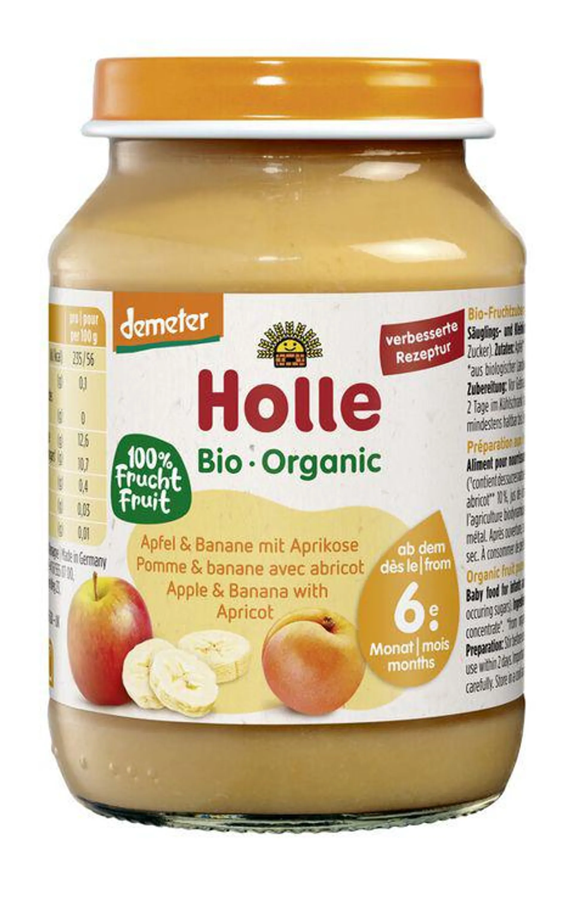 Holle - Apfel & Banane mit Aprikose demeter 190g