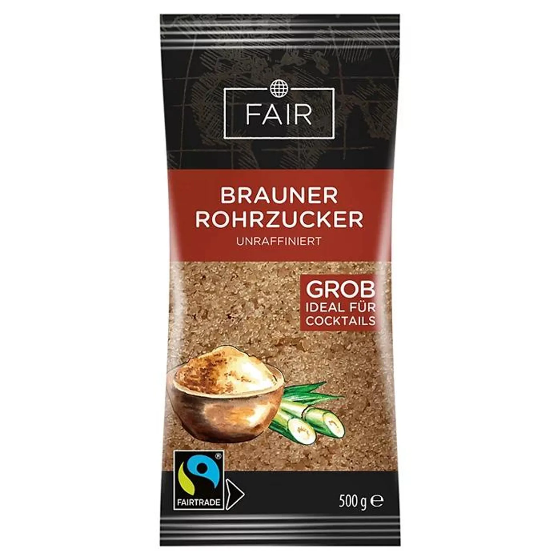 Brauner Rohrzucker 0,5 kg, Grob